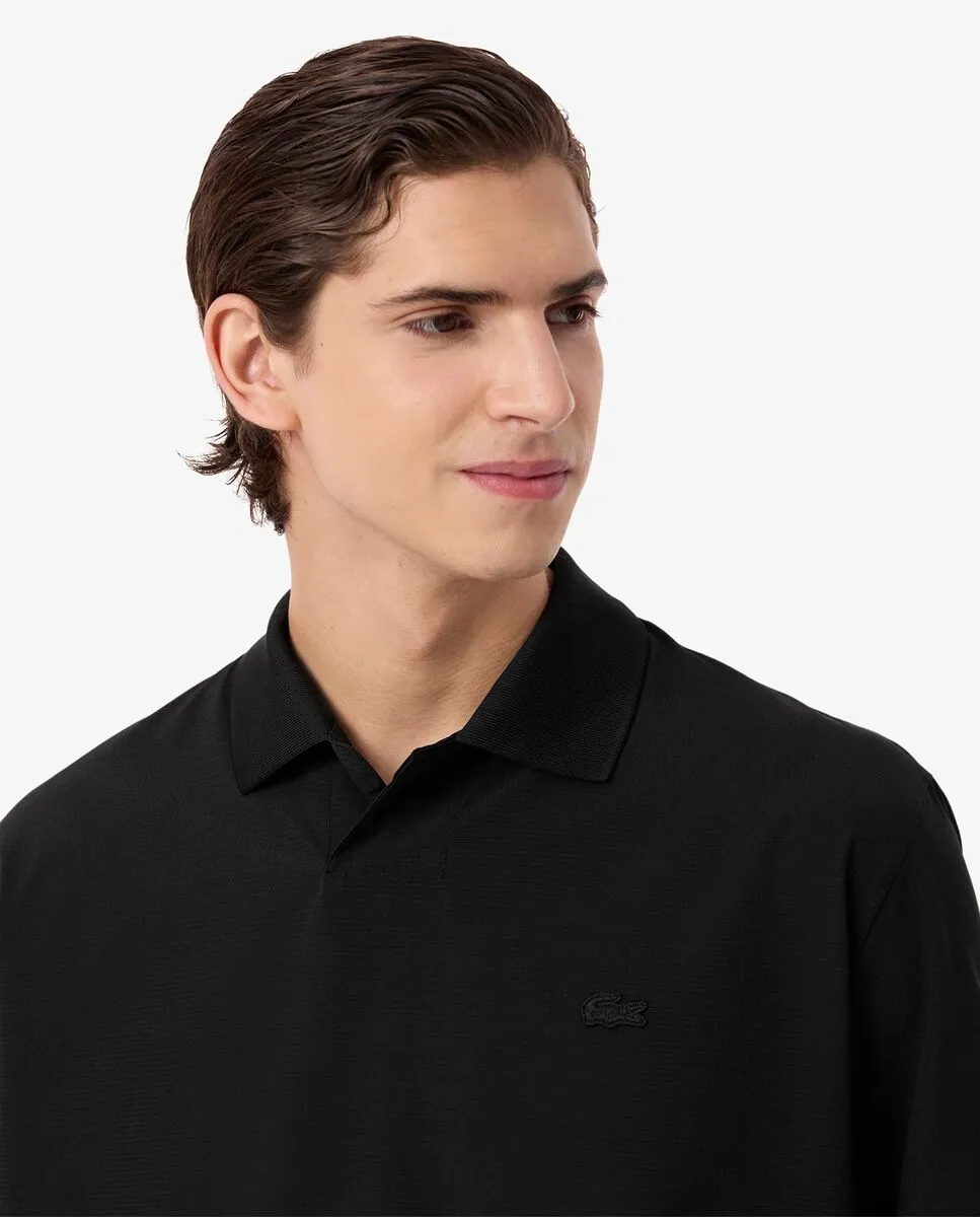 LACOSTE Loose Fit Mesh Polo Shirt Black LACOSTE Loose Fit Mesh Polo Shirt Black