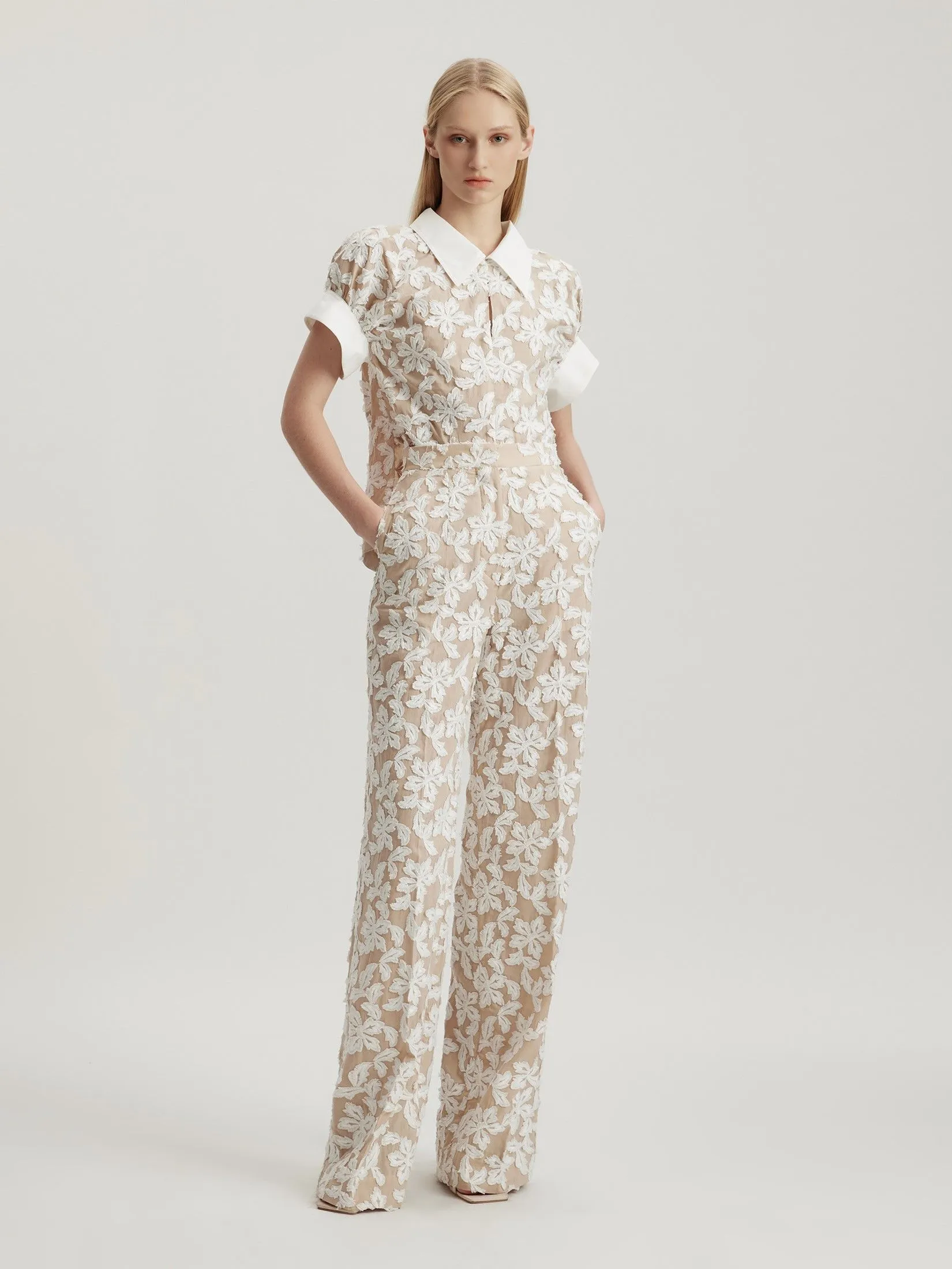 ASAVA (AW24) Eviana Classic High-waisted Women Pants Beige ASAVA (AW24) Eviana Classic High-waisted Women Pants Beige