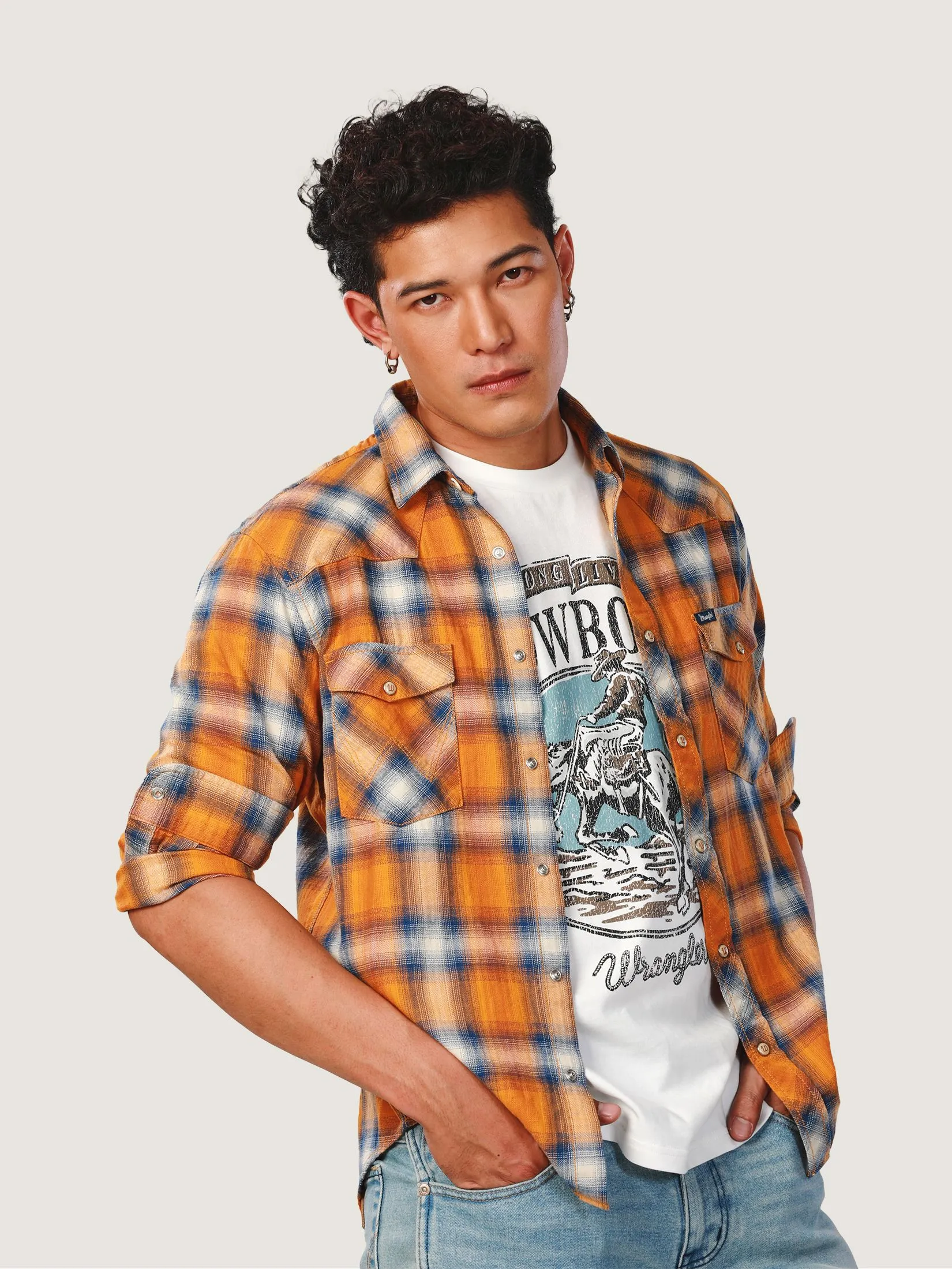 WRANGLER Men's Shirt Long Sleeve Everyday with Wrangler Collection Slim Fit Yellow WRANGLER Men's Shirt Long Sleeve Everyday with Wrangler Collection Slim Fit Yellow