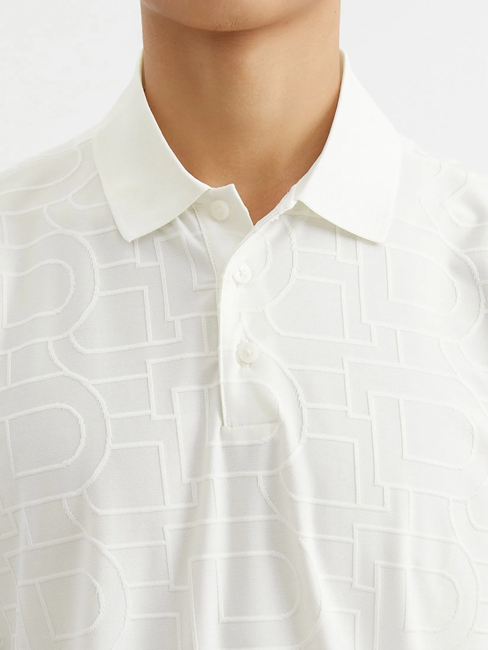 DAPPER DAPPER DP Jacquard Polo Shirt White DAPPER DAPPER DP Jacquard Polo Shirt White