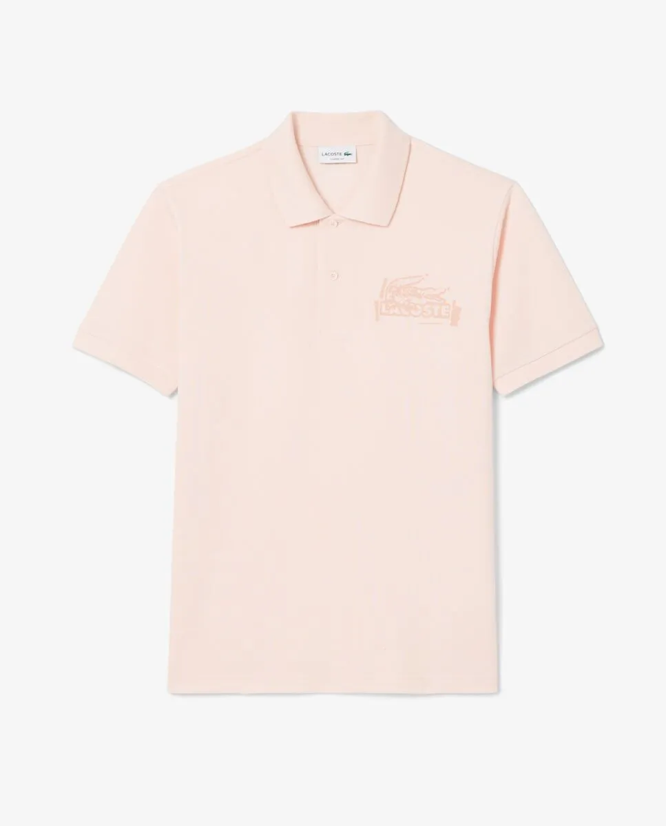 LACOSTE Classic Fit Printed L.12.12 Polo Shirt Pink LACOSTE Classic Fit Printed L.12.12 Polo Shirt Pink
