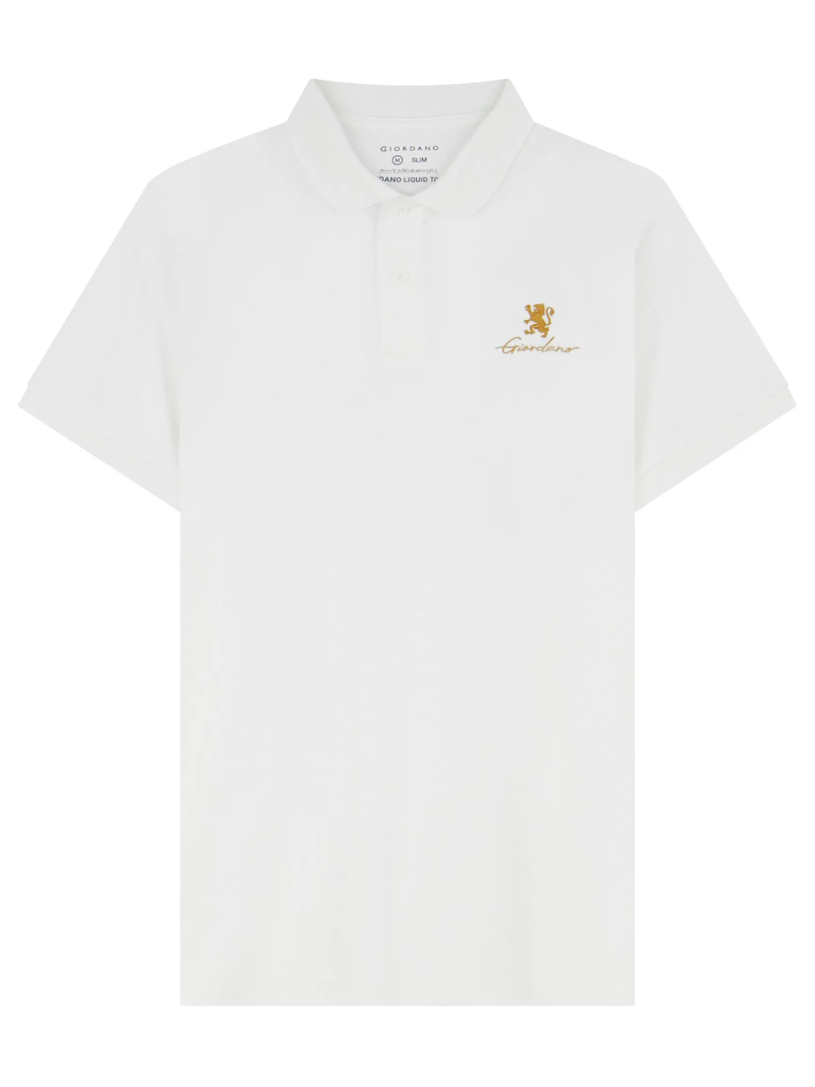 GIORDANO Men's Slim Interlock Plain Polo (Liquid Touch) White GIORDANO Men's Slim Interlock Plain Polo (Liquid Touch) White