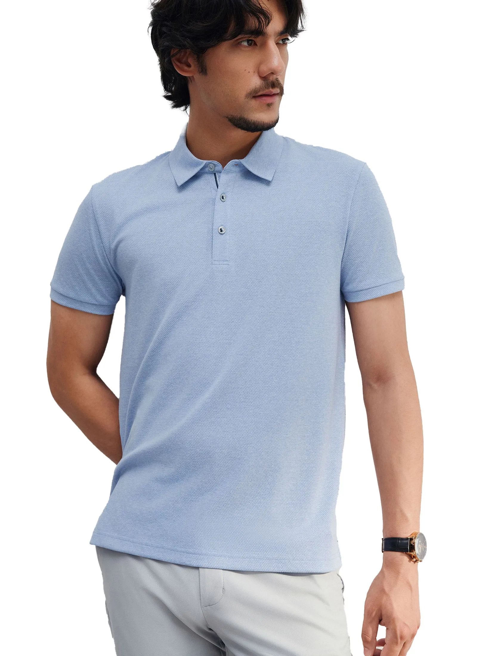 G2000 Men Clothing Cotton Blend Jacquard Polo Smart Fit - Blue G2000 Men Clothing Cotton Blend Jacquard Polo Smart Fit - Blue
