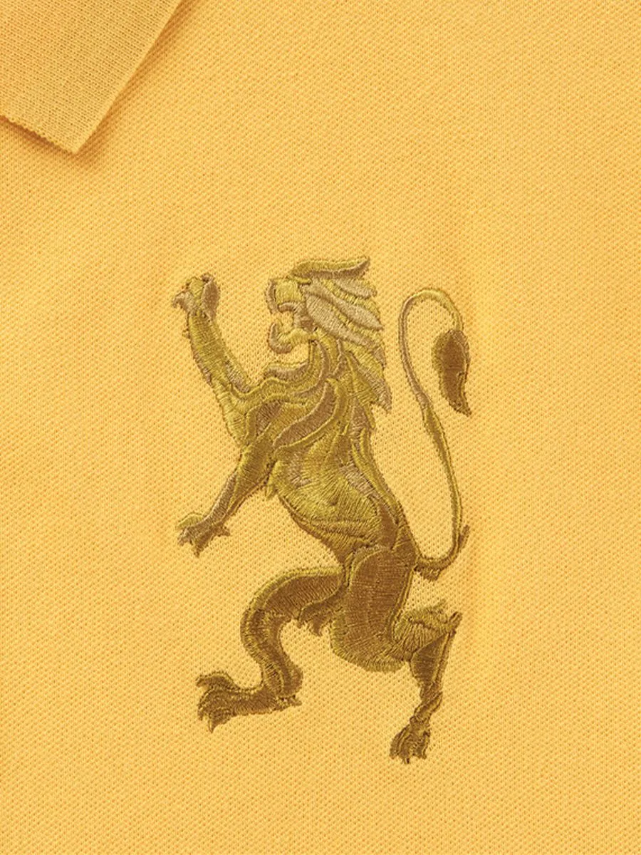 GIORDANO Men's Slim Fit 3D Lion Embroidery Polo Daffodil Yellow GIORDANO Men's Slim Fit 3D Lion Embroidery Polo Daffodil Yellow