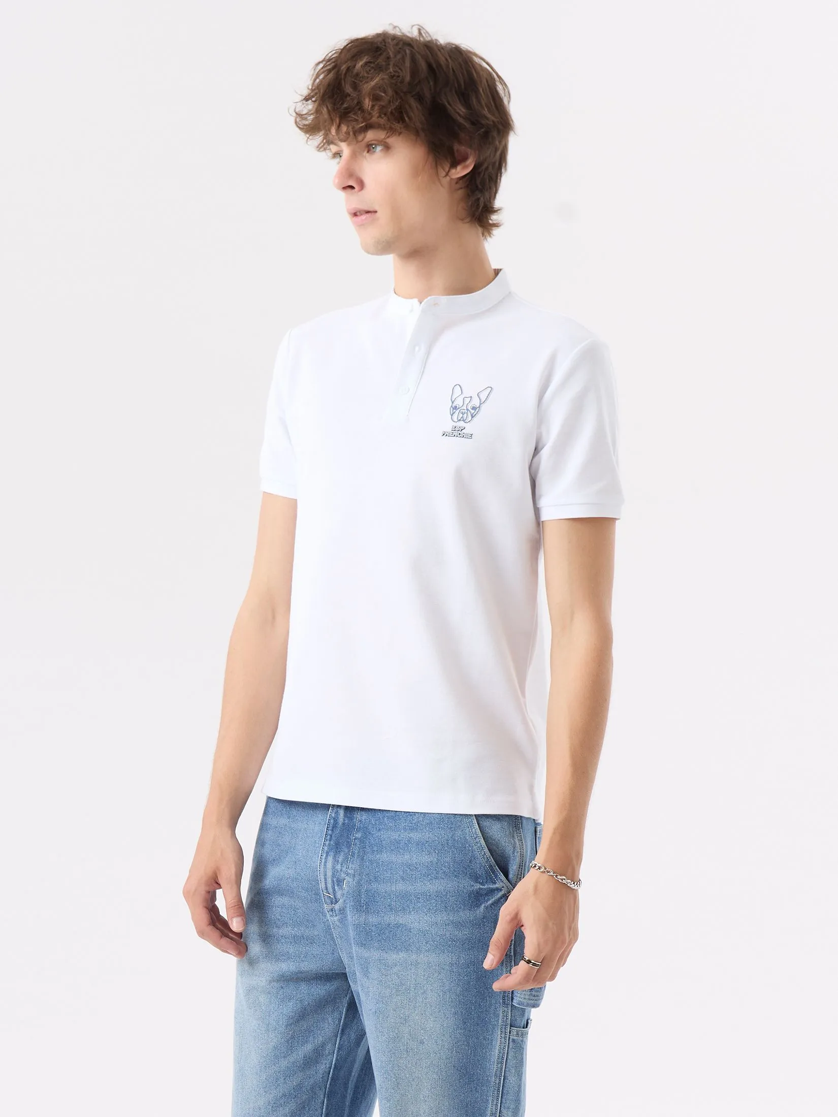 ESP Frenchie Polo Shirt Men White ESP Frenchie Polo Shirt Men White