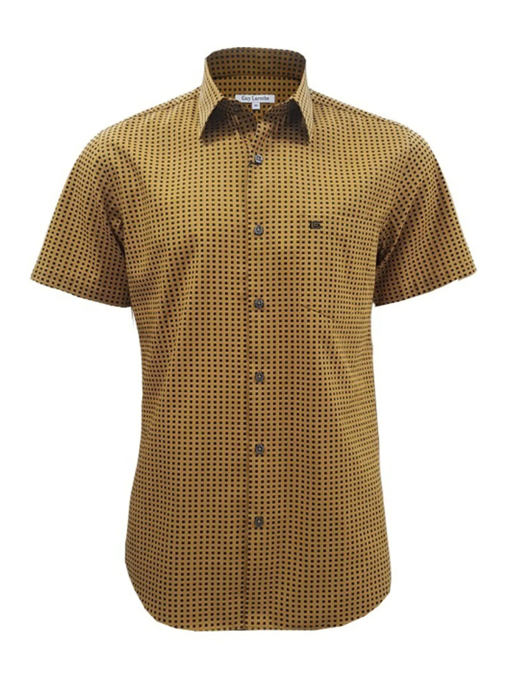 GUY LAROCHE MENWEAR Men's Shirt short sleeves BAC9200S4BR - Brown GUY LAROCHE MENWEAR Men's Shirt short sleeves BAC9200S4BR - Brown