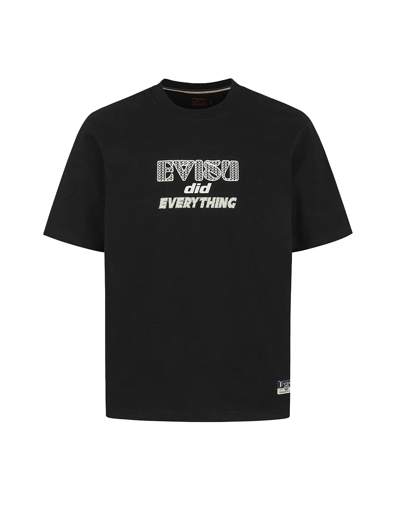 EVISU Men T-shirt Weathered Seagull Daicock Print Regular Fit Black EVISU Men T-shirt Weathered Seagull Daicock Print Regular Fit Black