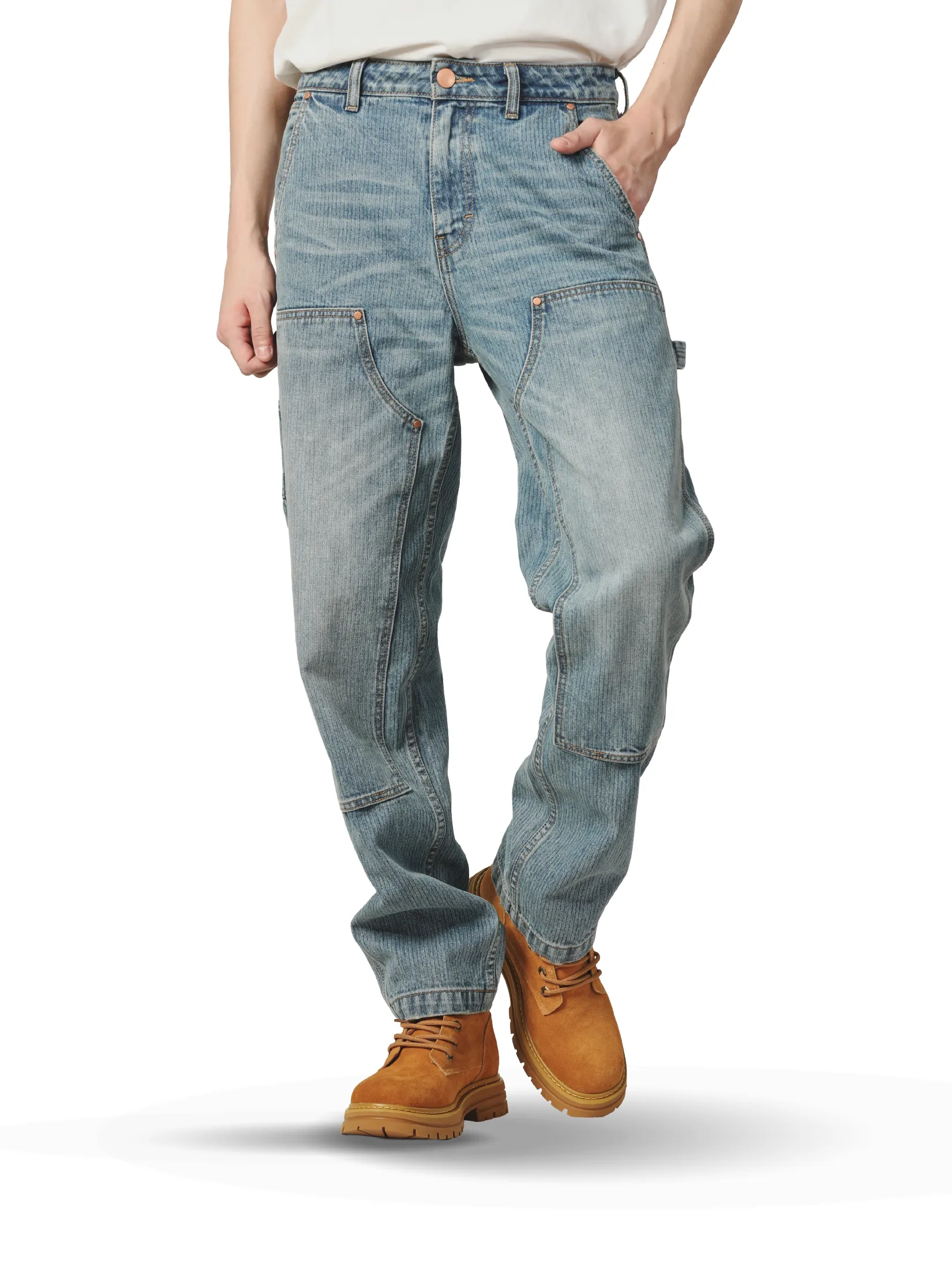 WRANGLER Men s Jeans Casey Jones Collection Mid double knees Fit Light Indigo WRANGLER Men s Jeans Casey Jones Collection Mid double knees Fit Light Indigo