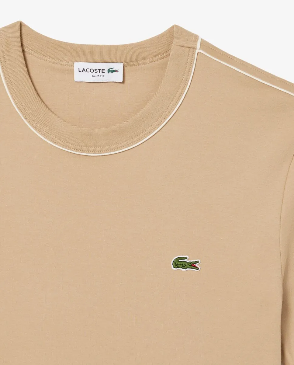 LACOSTE Slim Fit Cotton Interlock T-Shirt Beige LACOSTE Slim Fit Cotton Interlock T-Shirt Beige