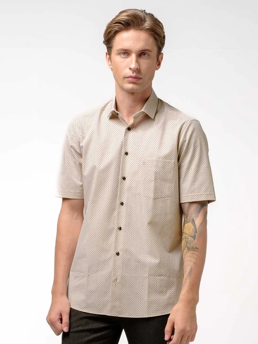 OLYMP MEN SHIRT  SHORT SLEEVES  CLAMATE CONTROL DYNAMIC FLEX  MODERN FIT  BROWN OLYMP MEN SHIRT  SHORT SLEEVES  CLAMATE CONTROL DYNAMIC FLEX  MODERN FIT  BROWN