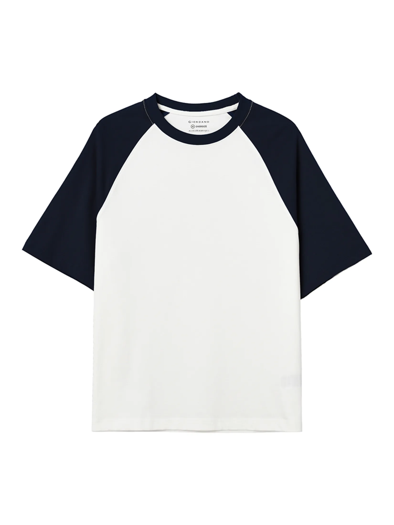 GIORDANO Men s City Wander Collection Short Sleeve Oversize Tee White x Navy GIORDANO Men s City Wander Collection Short Sleeve Oversize Tee White x Navy