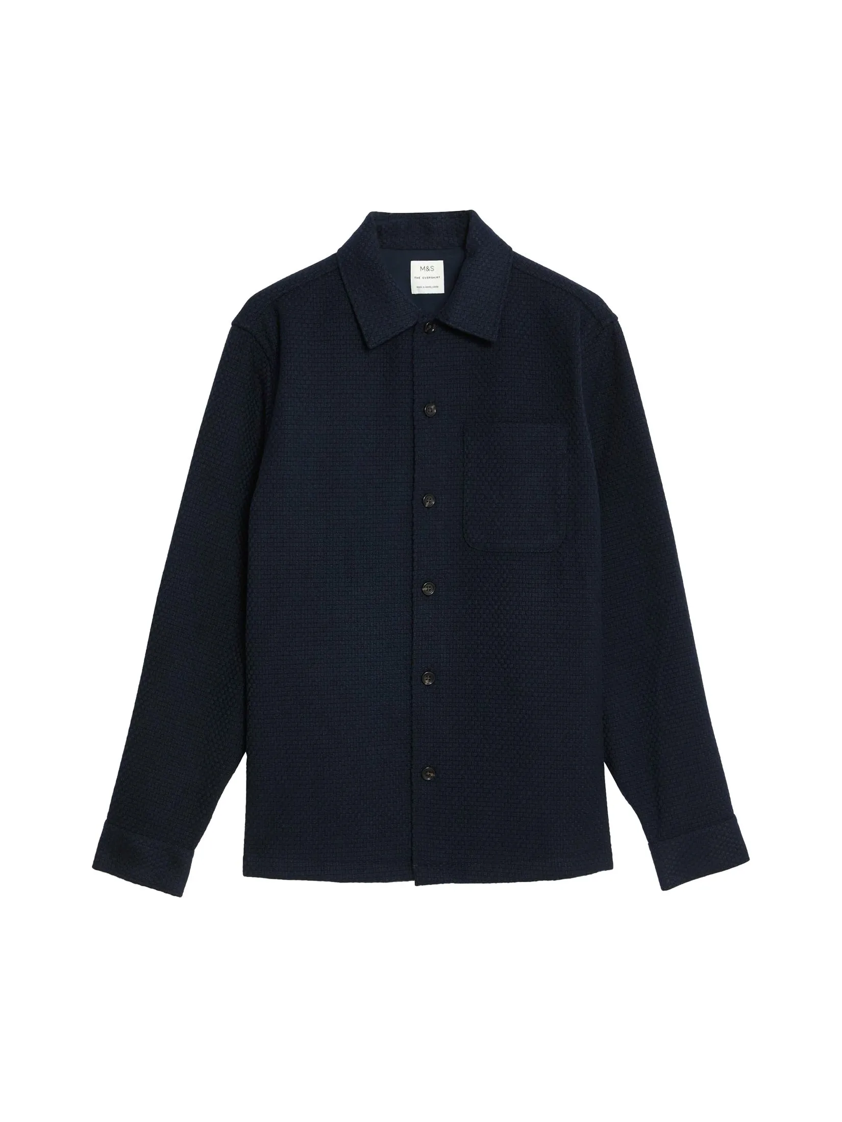 MARKS & SPENCER Men Shirt Waffle Overshirt Navy Mix MARKS & SPENCER Men Shirt Waffle Overshirt Navy Mix