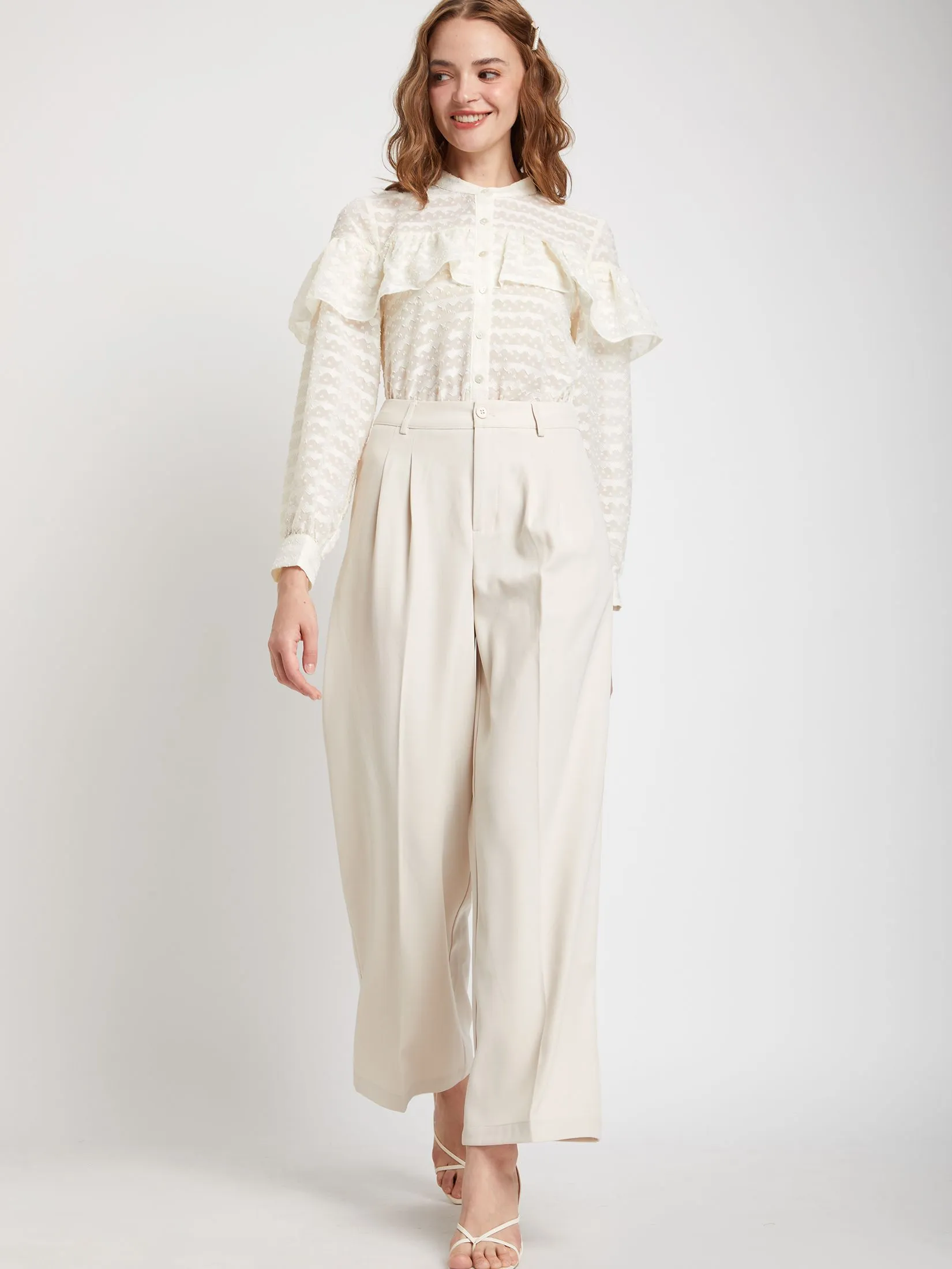 LOLITA Women Blouse Chiffon Blouse with ruffle trim LOLITA Women Blouse Chiffon Blouse with ruffle trim
