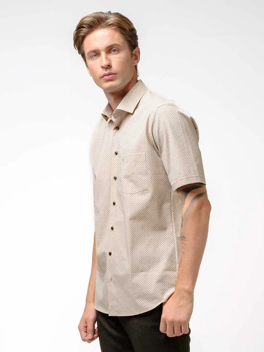 OLYMP MEN SHIRT  SHORT SLEEVES  CLAMATE CONTROL DYNAMIC FLEX  MODERN FIT  BROWN OLYMP MEN SHIRT  SHORT SLEEVES  CLAMATE CONTROL DYNAMIC FLEX  MODERN FIT  BROWN