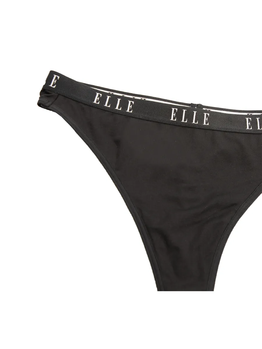ELLE LINGERIE Women G-STRING woven rubber LOGO ELLE LU8724 - Black ELLE LINGERIE Women G-STRING woven rubber LOGO ELLE LU8724 - Black