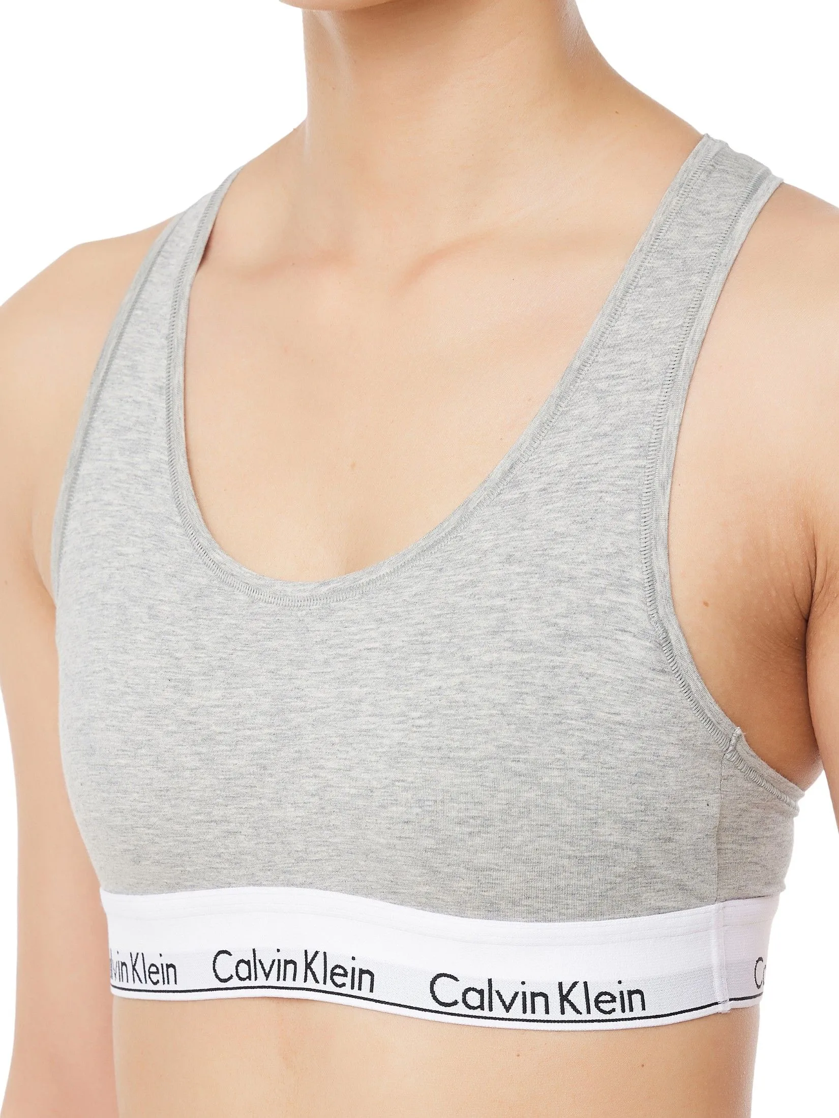 CALVIN KLEIN Women's Modern Cotton Racerback Bralette Grey CALVIN KLEIN Women's Modern Cotton Racerback Bralette Grey