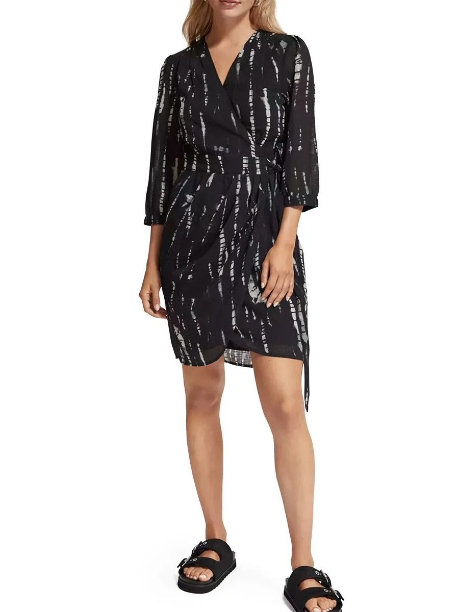 SCOTCH&SODA Women Mini Wrap Dress Tie Dye Rope SCOTCH&SODA Women Mini Wrap Dress Tie Dye Rope