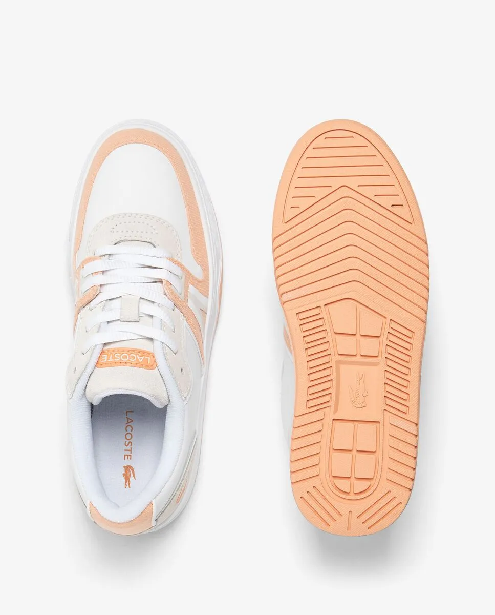 LACOSTE Women’s L001 Leather Logo Tongue Trainers White LACOSTE Women’s L001 Leather Logo Tongue Trainers White