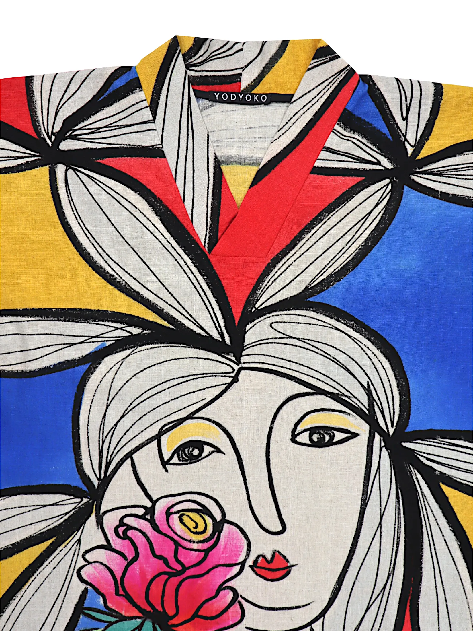 YODYOKO Long Tunic Dress - Multicolor :  Woman And Red Rose YODYOKO Long Tunic Dress - Multicolor :  Woman And Red Rose