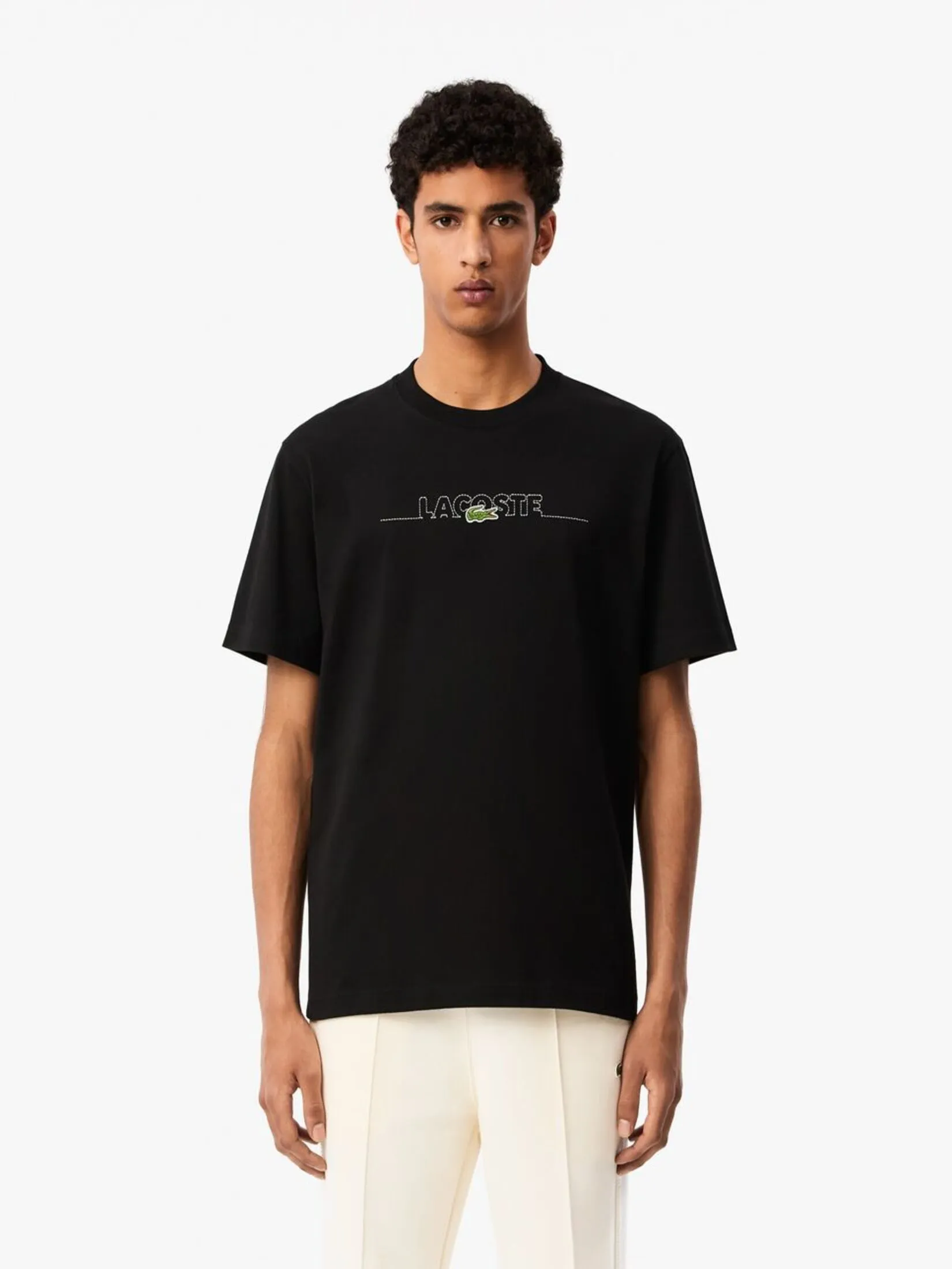 LACOSTE French Made Embroidered T-shirt Black LACOSTE French Made Embroidered T-shirt Black