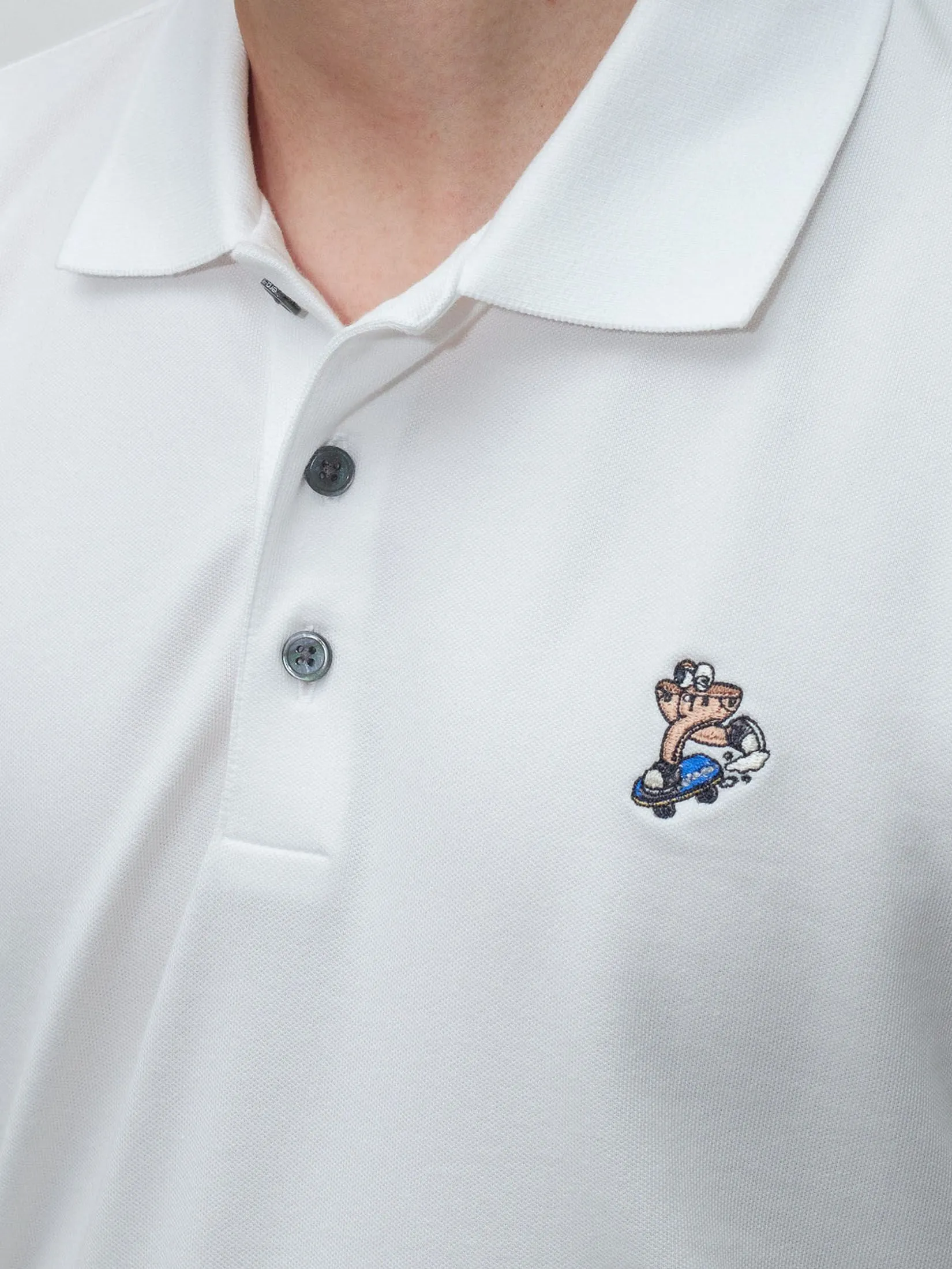 Era-won Men's Polo Slim Fit Art toy Collection White Era-won Men's Polo Slim Fit Art toy Collection White