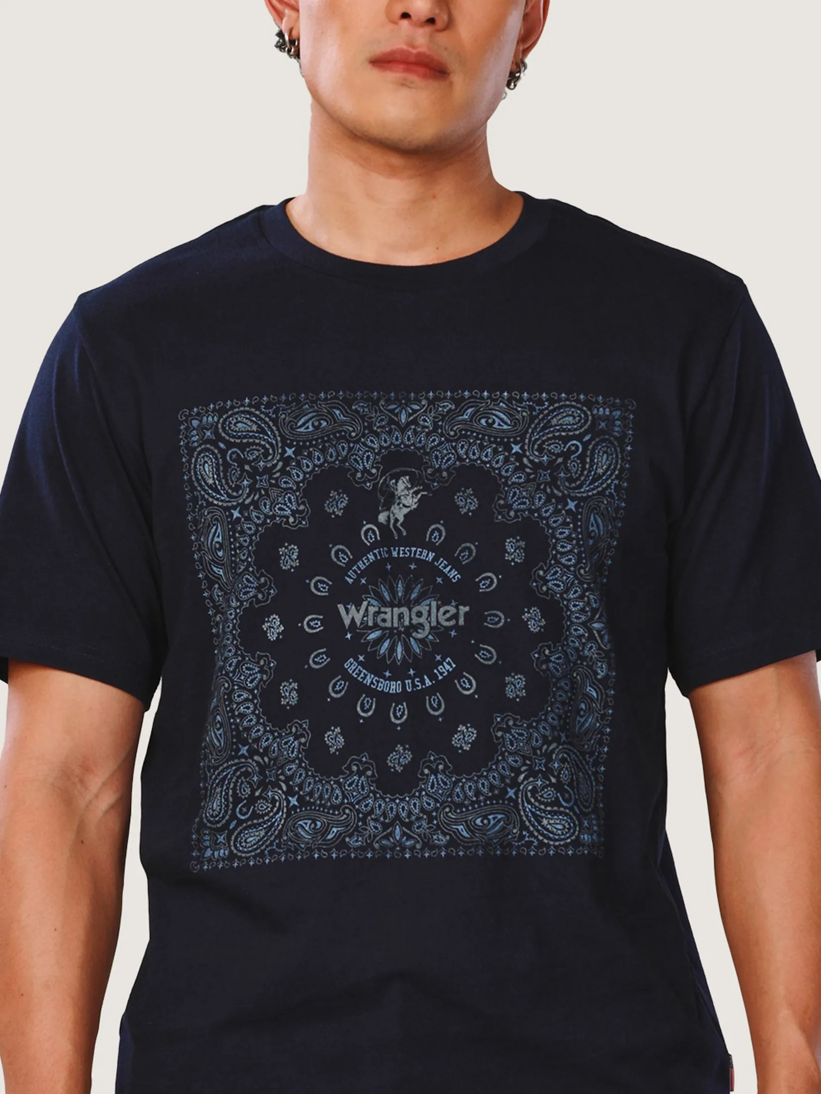 WRANGLER Men's Tee Short Sleeve Everyday with Wrangler Collection Regular Fit Navy WRANGLER Men's Tee Short Sleeve Everyday with Wrangler Collection Regular Fit Navy