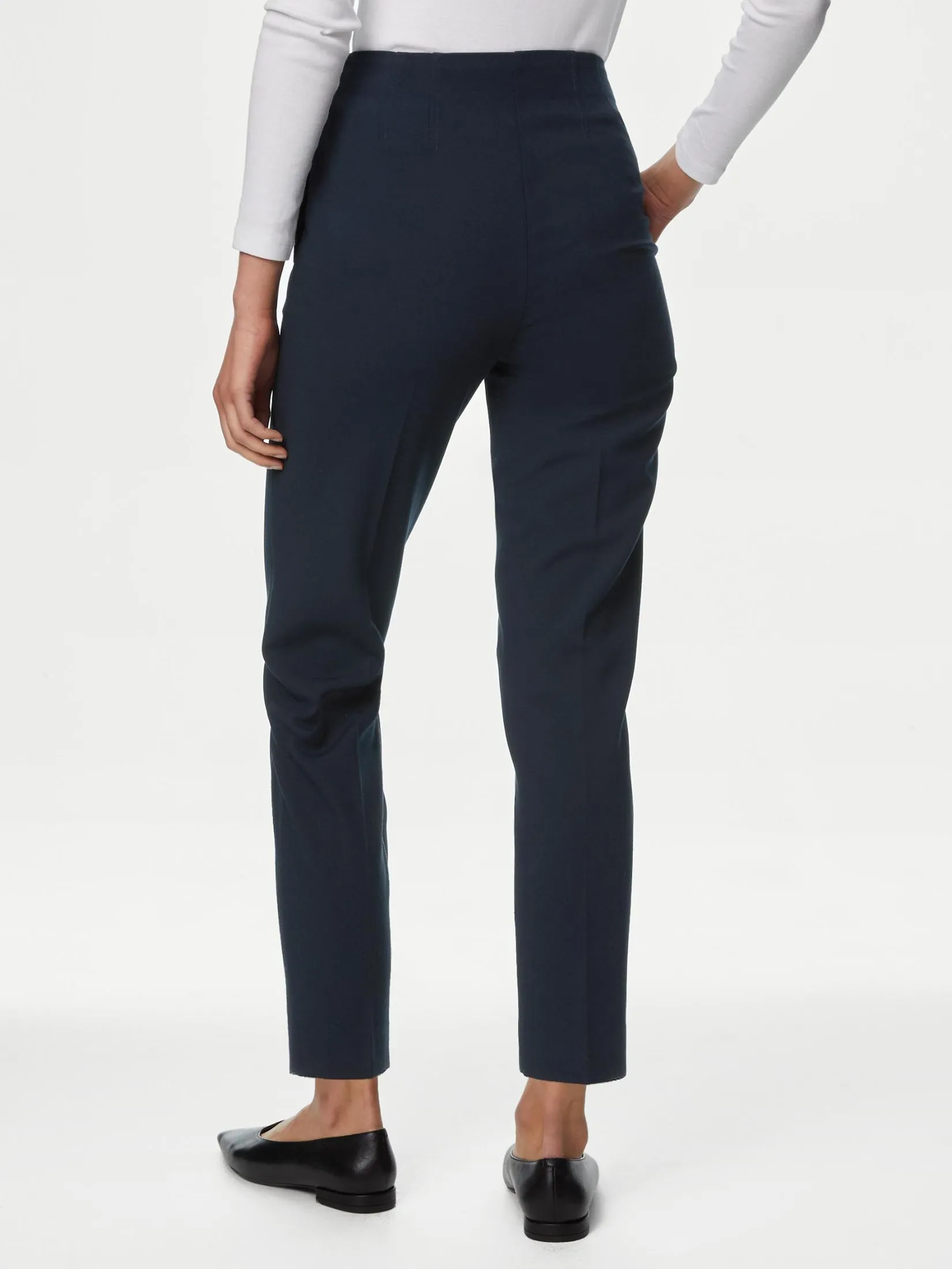 MARKS & SPENCER Women Trousers Tapered Ankle Grazer Midnight Navy MARKS & SPENCER Women Trousers Tapered Ankle Grazer Midnight Navy