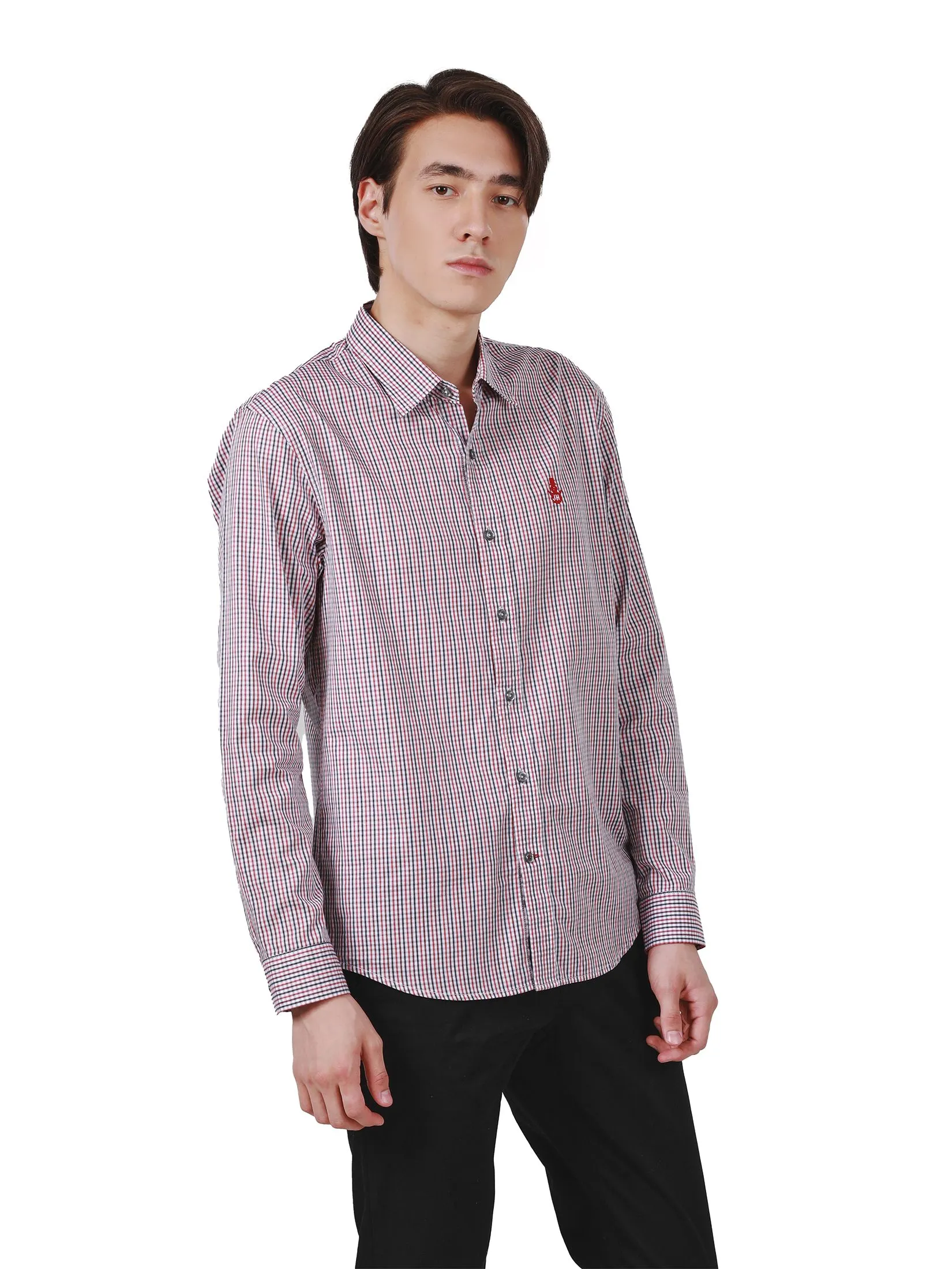 JOHN HENRY Men's Long Sleeves Shirts (Slim Fit) MERRY CHRISTMAS Red