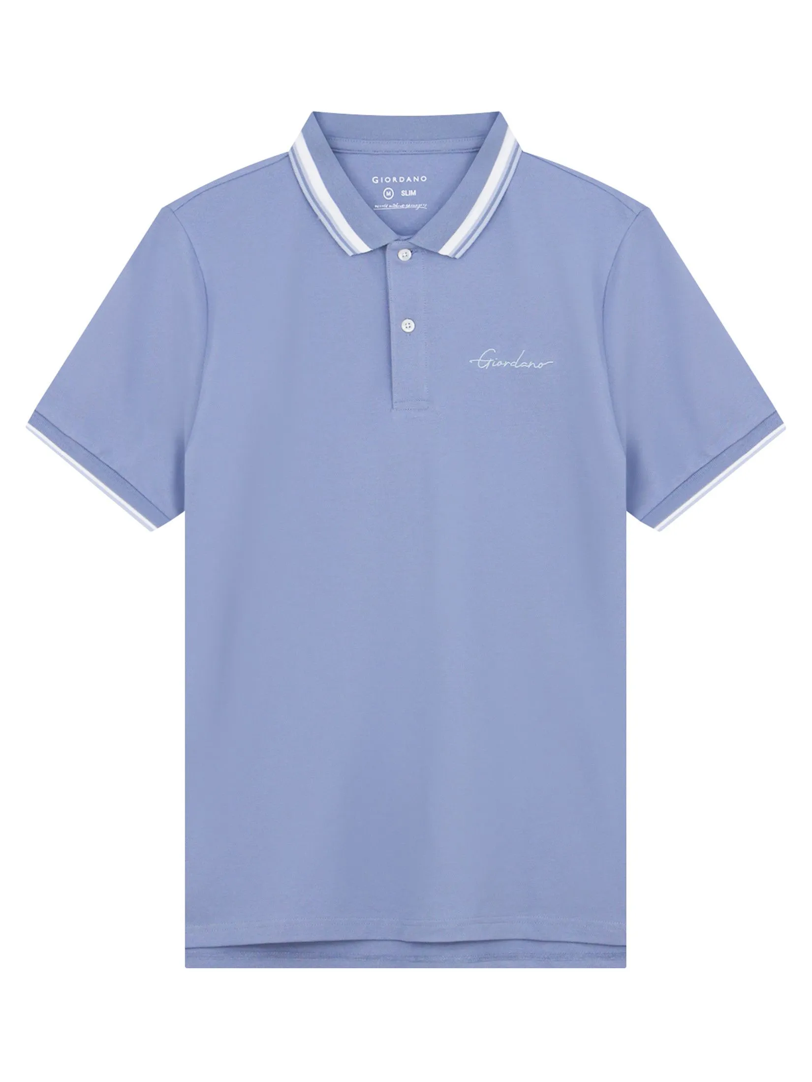 GIORDANO Men's Slim Embroidery Bold Polo (Signature) Troposphere purple GIORDANO Men's Slim Embroidery Bold Polo (Signature) Troposphere purple