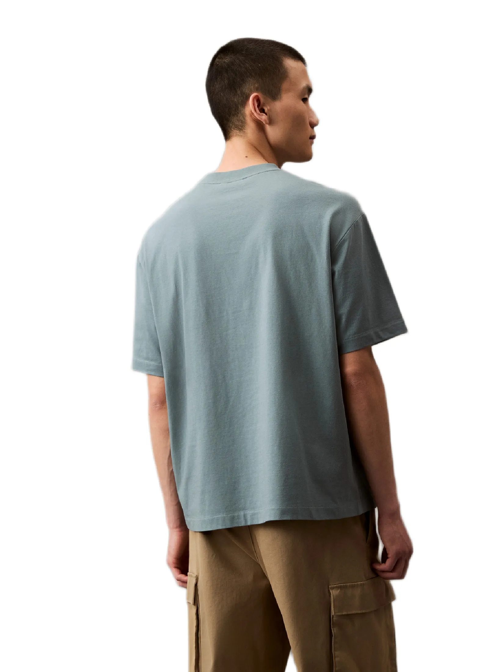 CALVIN KLEIN Men s Relaxed Fit Archive Logo Short Sleeve T-Shirt Blue Gray CALVIN KLEIN Men s Relaxed Fit Archive Logo Short Sleeve T-Shirt Blue Gray