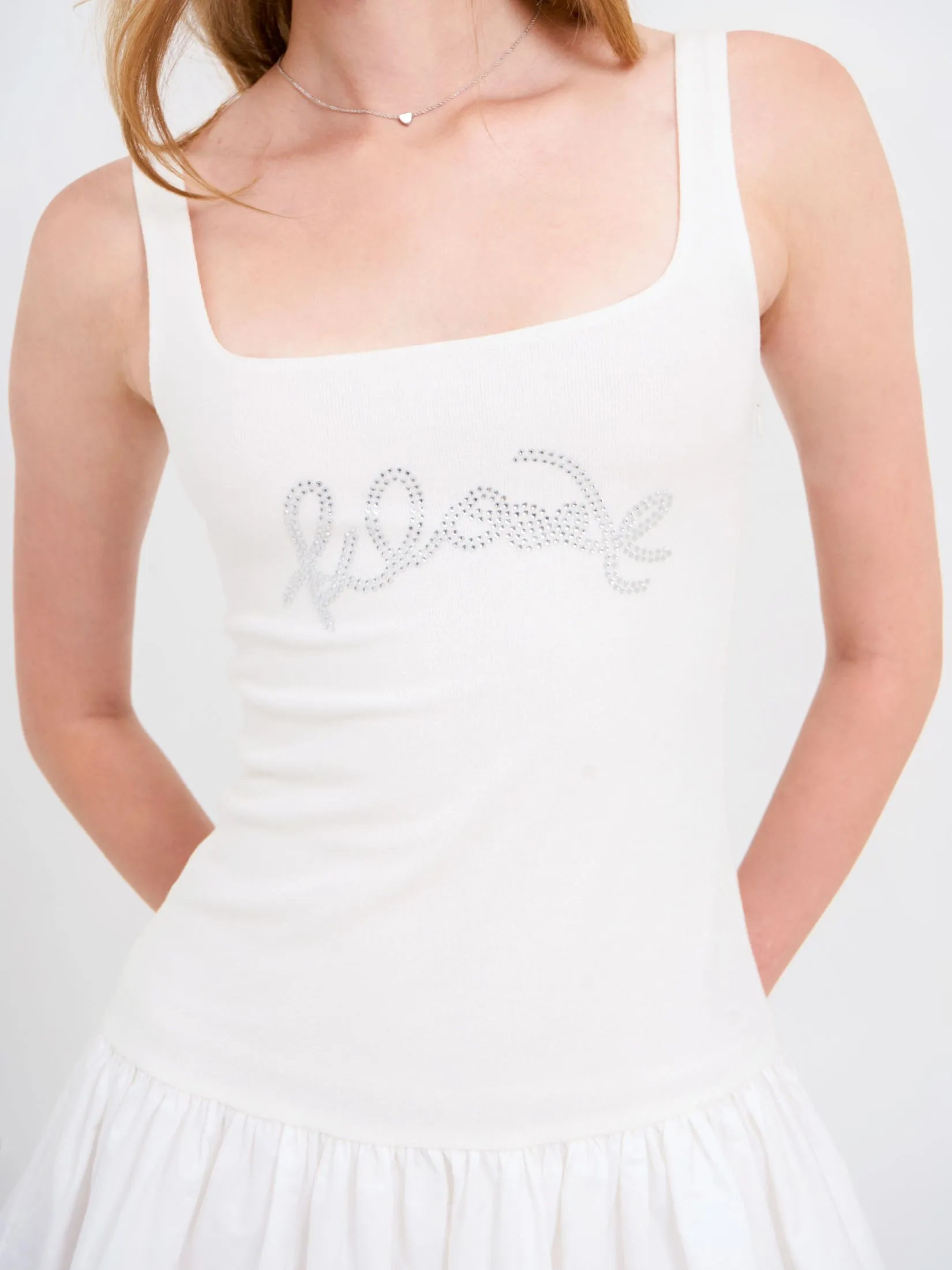 KLOSET (SS25) Women Kloset Flared-Hem Dress White KLOSET (SS25) Women Kloset Flared-Hem Dress White