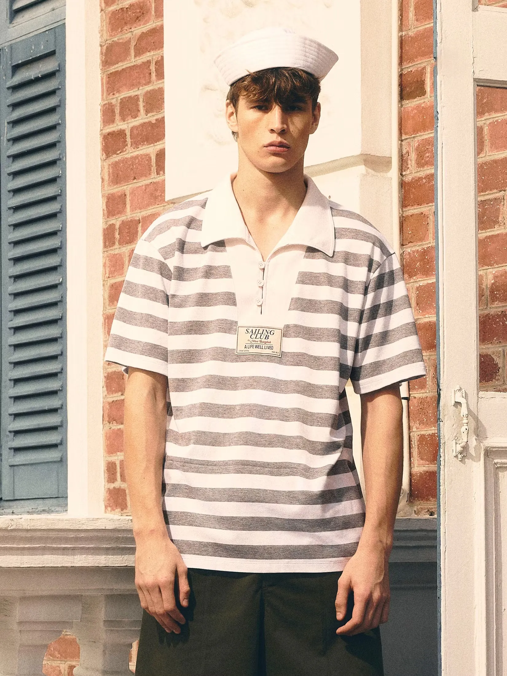 Moo [MOO 6/25] Sailor Smock Polo Shirt Gray