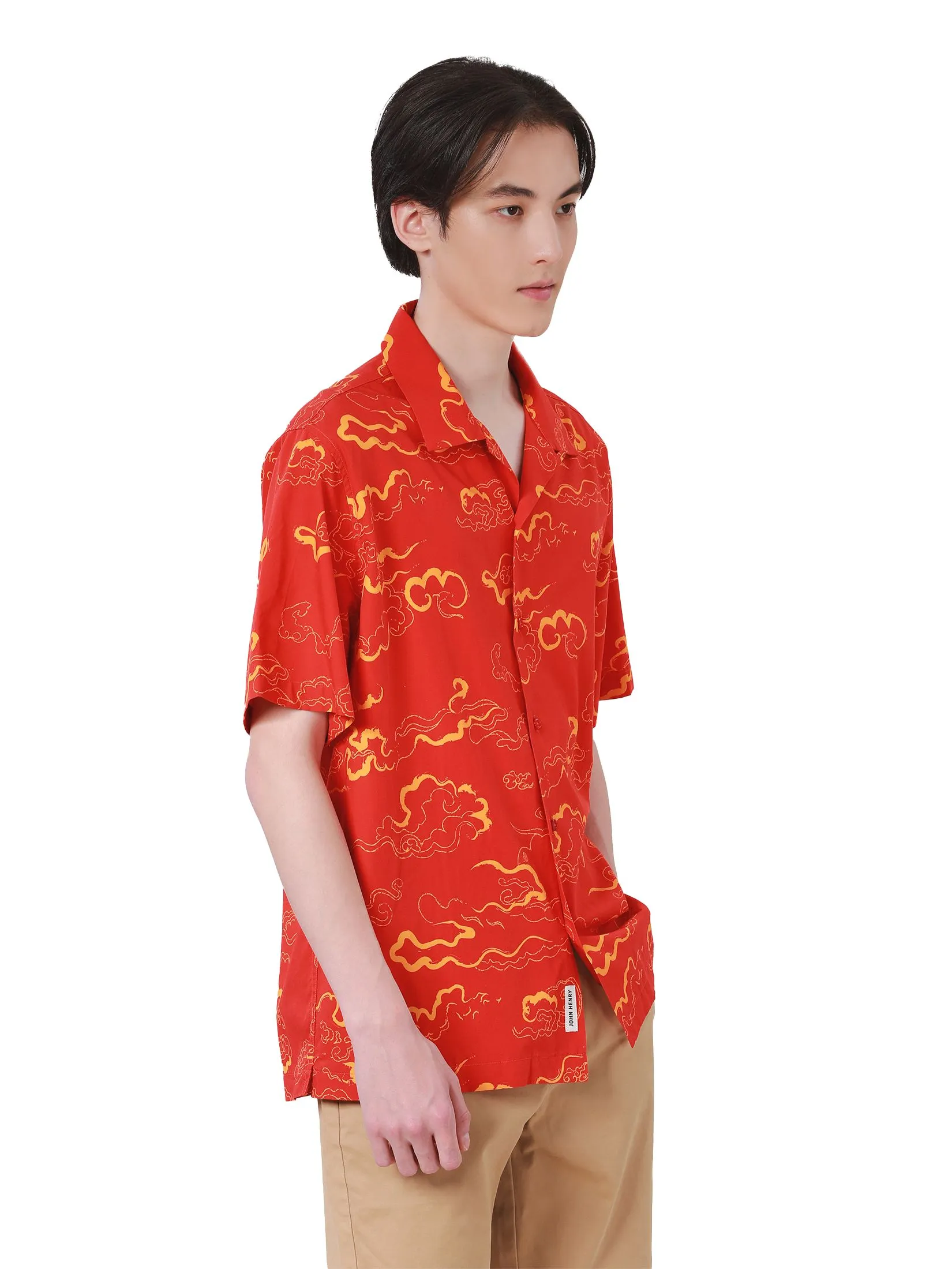 JOHN HENRY Men's Short Sleeves Shirts (Relaxed Fit) CHINESE NEW YEAR Red JOHN HENRY Men's Short Sleeves Shirts (Relaxed Fit) CHINESE NEW YEAR Red