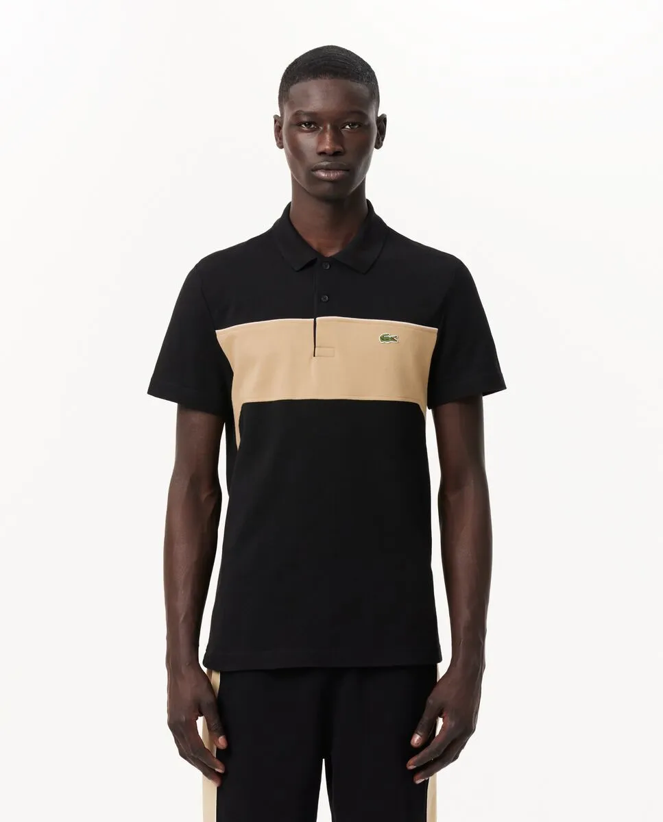 LACOSTE Regular Fit L.12.12 Colour-Block Polo Shirt Black LACOSTE Regular Fit L.12.12 Colour-Block Polo Shirt Black