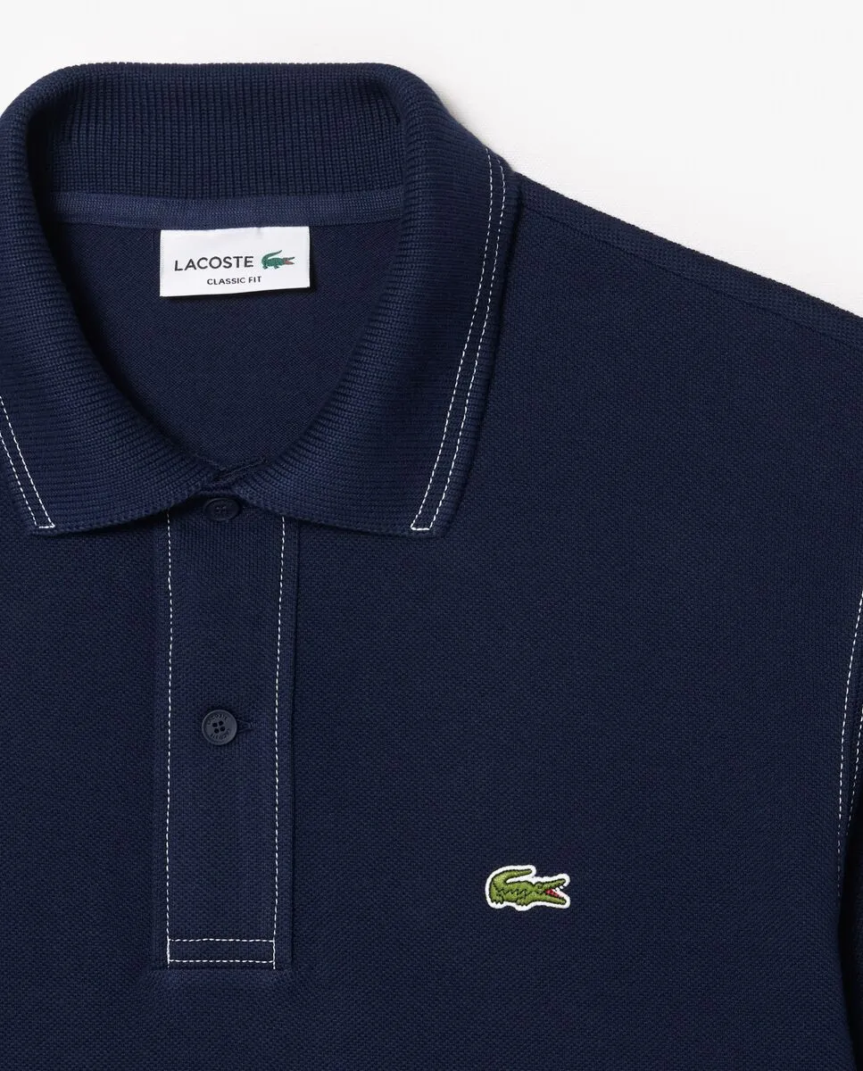 LACOSTE Classic Fit L.12.12 Heavy Petit Piqu  Polo Shirt Blue LACOSTE Classic Fit L.12.12 Heavy Petit Piqu  Polo Shirt Blue