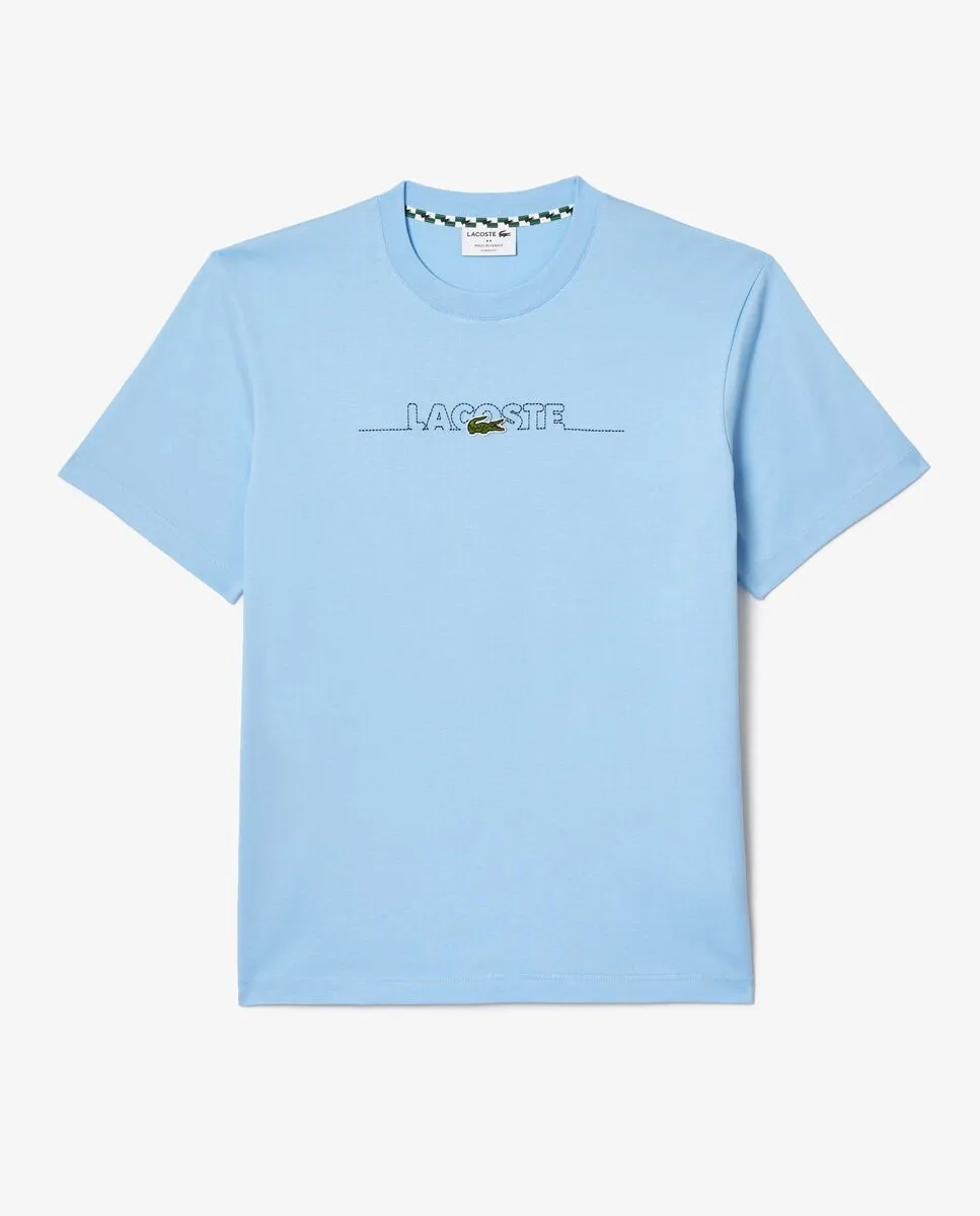 LACOSTE French Made Embroidered T-shirt Blue LACOSTE French Made Embroidered T-shirt Blue