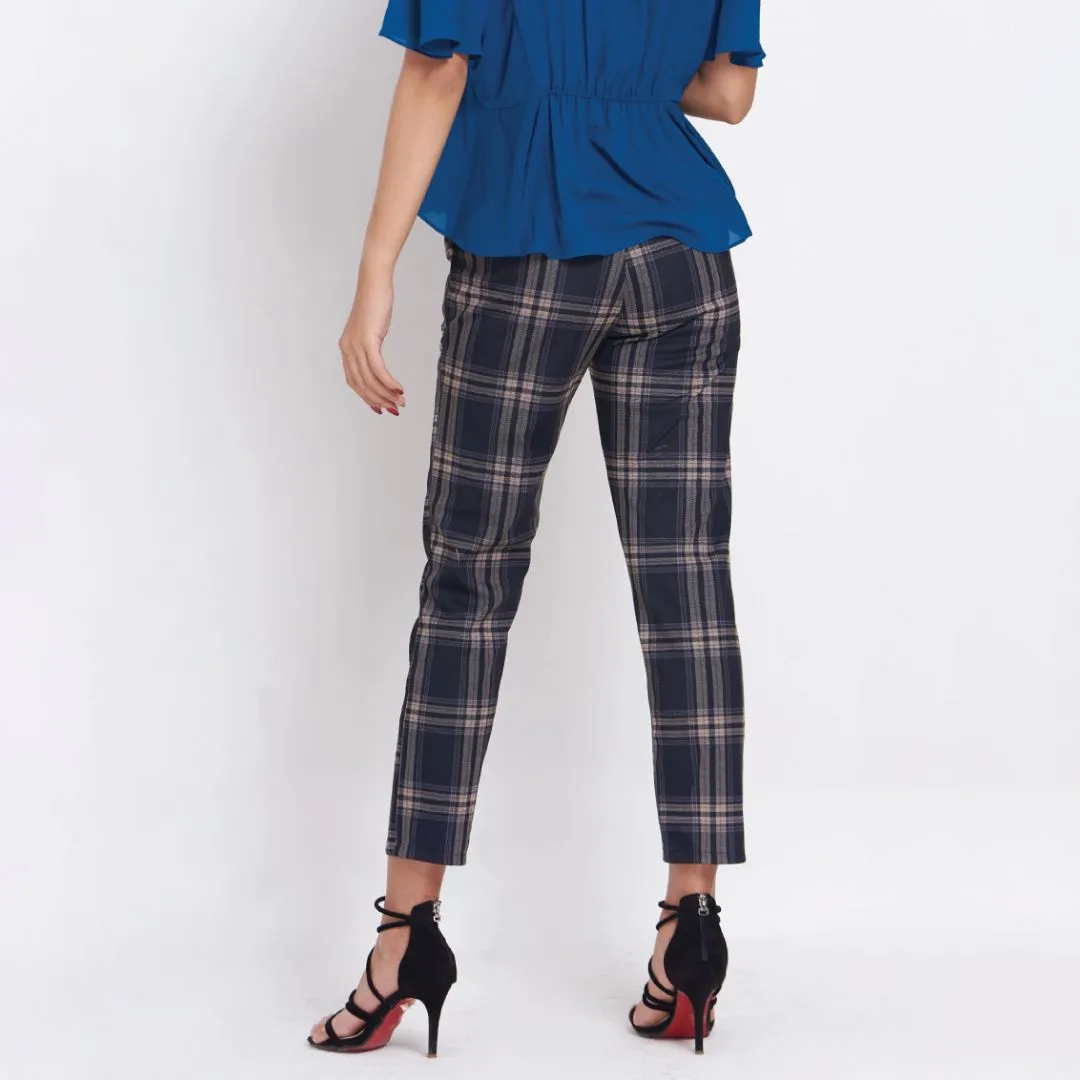 Lady Plus Black Checked Pants L-2018PM-BK Lady Plus Black Checked Pants L-2018PM-BK
