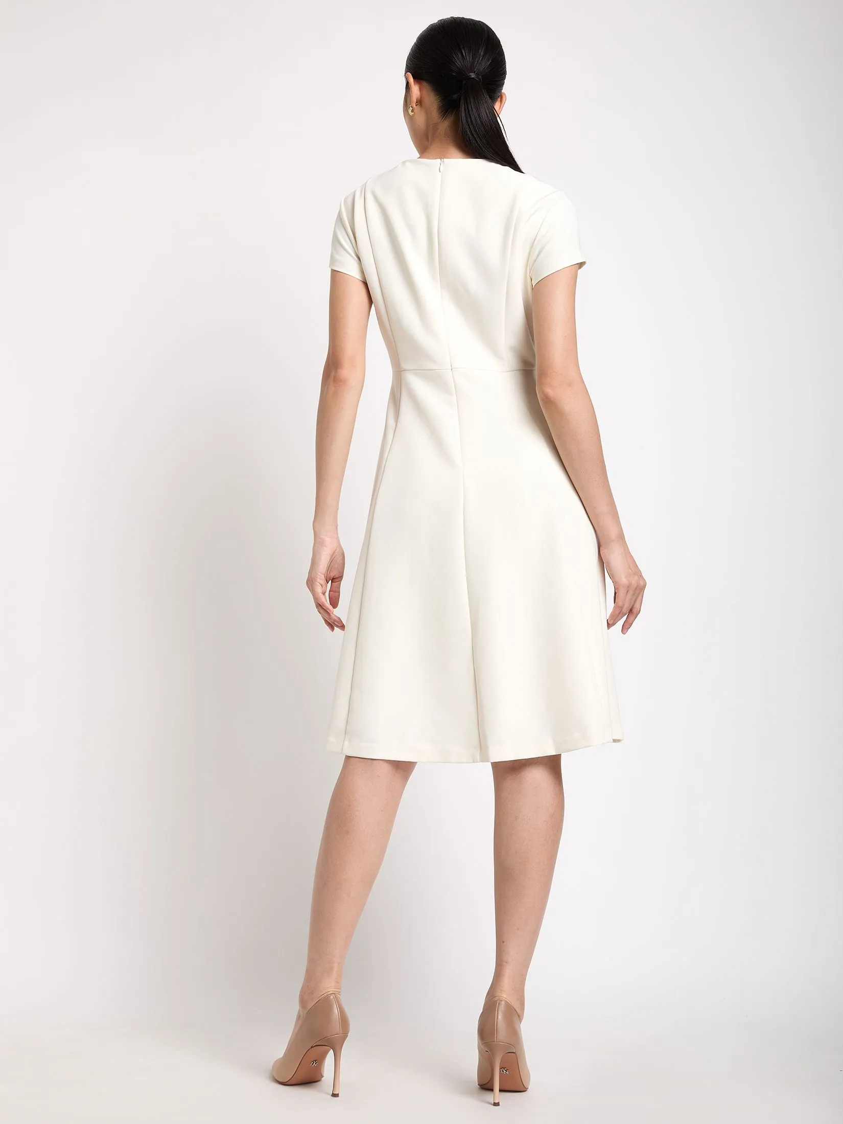 EXPRESSIONS Women Dress With Cap Sleeves And Front Pleat Detail EXPRESSIONS Women Dress With Cap Sleeves And Front Pleat Detail