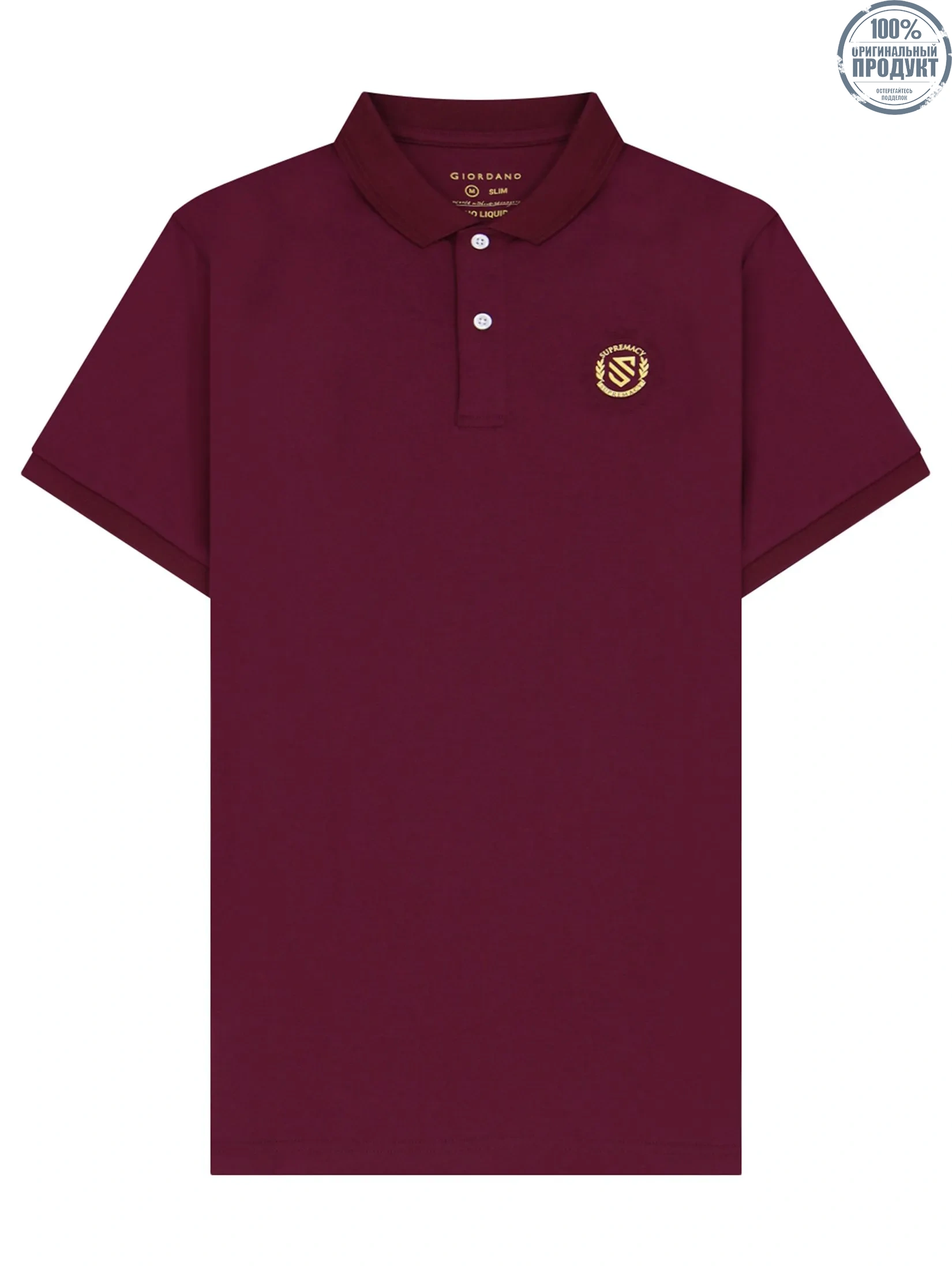 GIORDANO Men's Slim Fit Embroidery Bold Polo (Liquid Touch) Burgundy red GIORDANO Men's Slim Fit Embroidery Bold Polo (Liquid Touch) Burgundy red