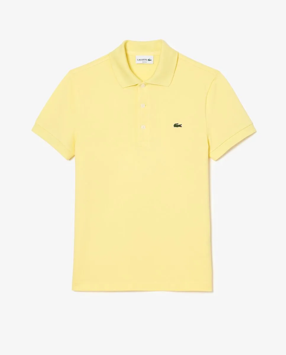 LACOSTE Slim Fit Stretch Mini Piqu  Polo Shirt Yellow LACOSTE Slim Fit Stretch Mini Piqu  Polo Shirt Yellow
