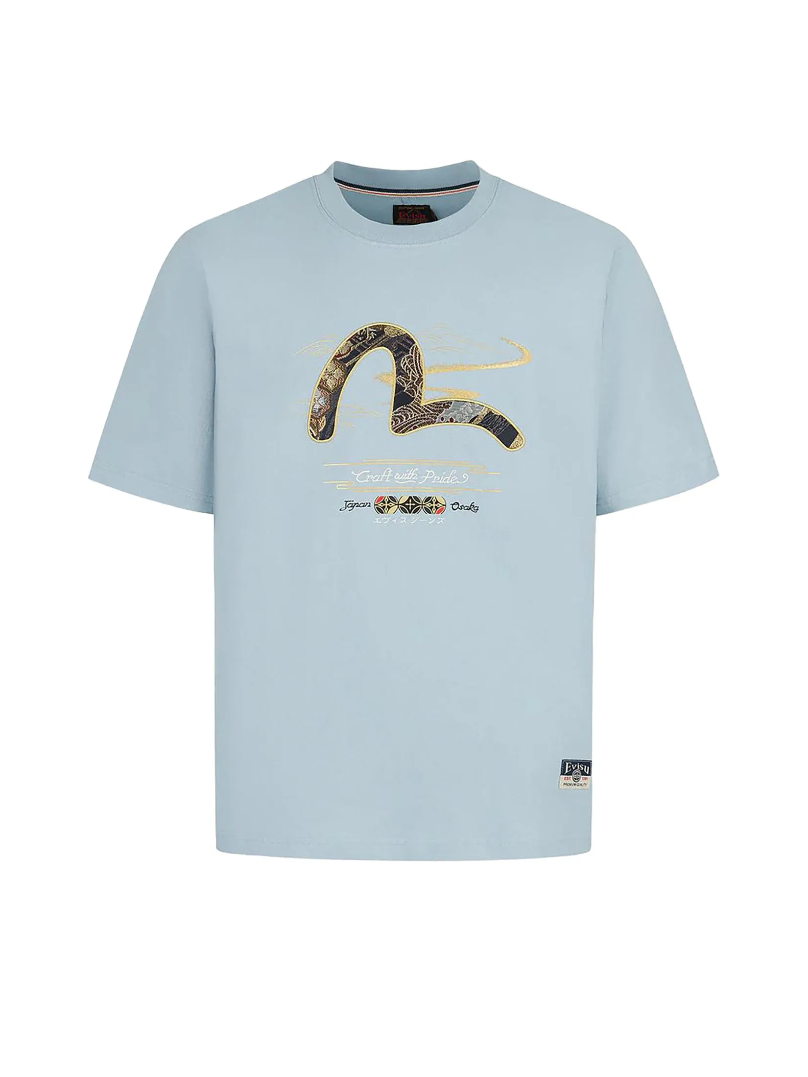 EVISU Men T-shirt Brocade Seagull Applique Regular Fit EVISU Men T-shirt Brocade Seagull Applique Regular Fit