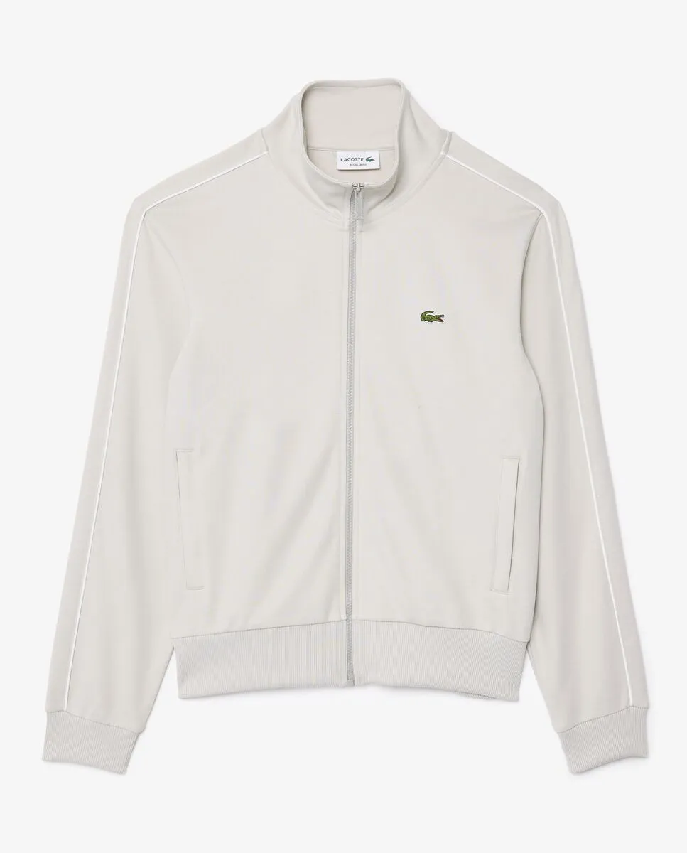 LACOSTE Paris Piqu  Zip Front Track Jacket Grey LACOSTE Paris Piqu  Zip Front Track Jacket Grey