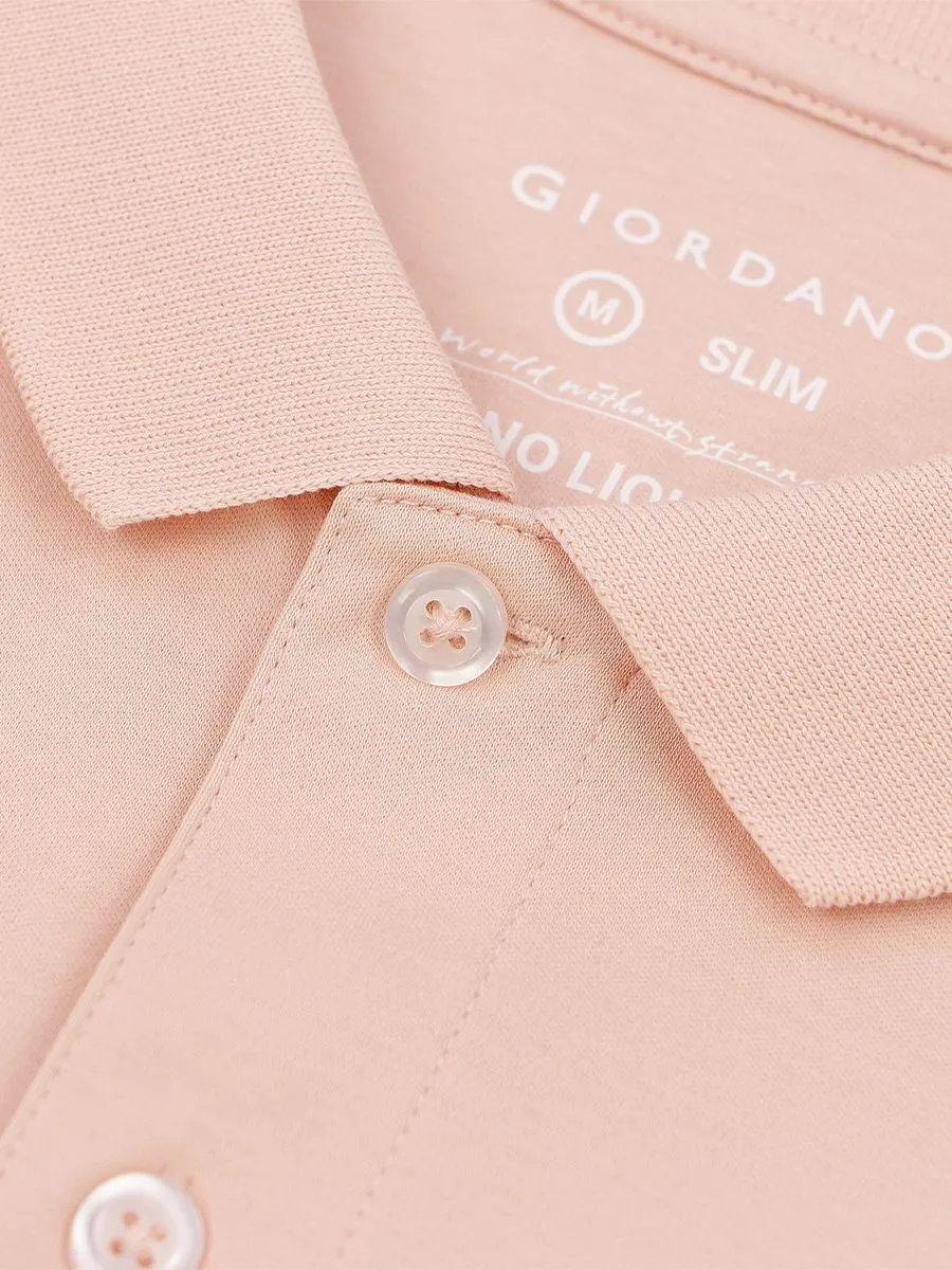GIORDANO Men's Liquid Touch Polo Evening Sand Pink GIORDANO Men's Liquid Touch Polo Evening Sand Pink
