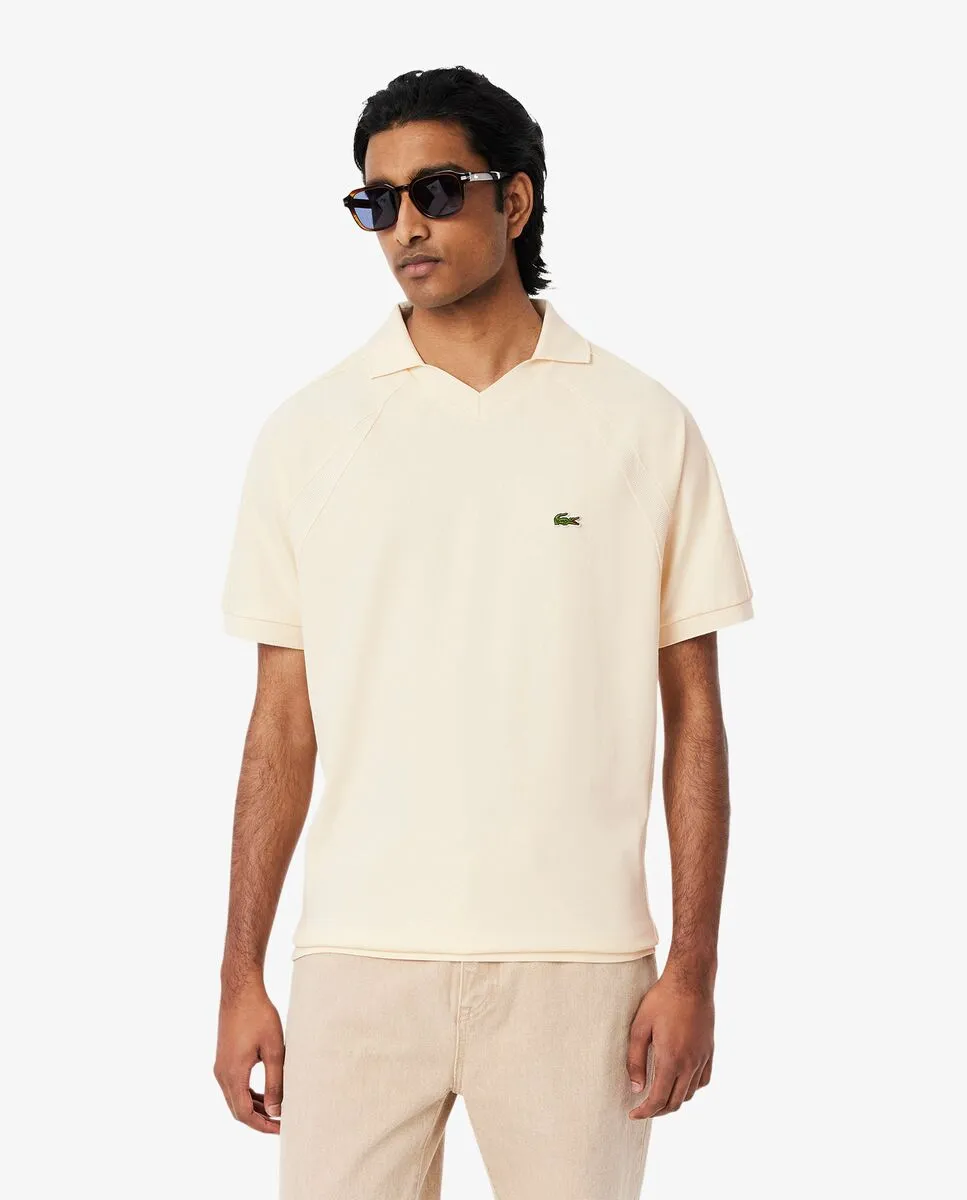 LACOSTE Classic Fit Piqu  Panel Polo Shirt White LACOSTE Classic Fit Piqu  Panel Polo Shirt White