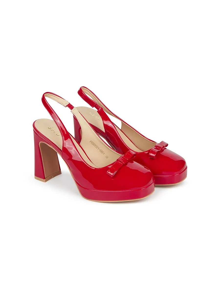 SHU WOMEN PLATFORM 4.5" PETITE BOWS - GLOSSY RED SHU WOMEN PLATFORM 4.5" PETITE BOWS - GLOSSY RED