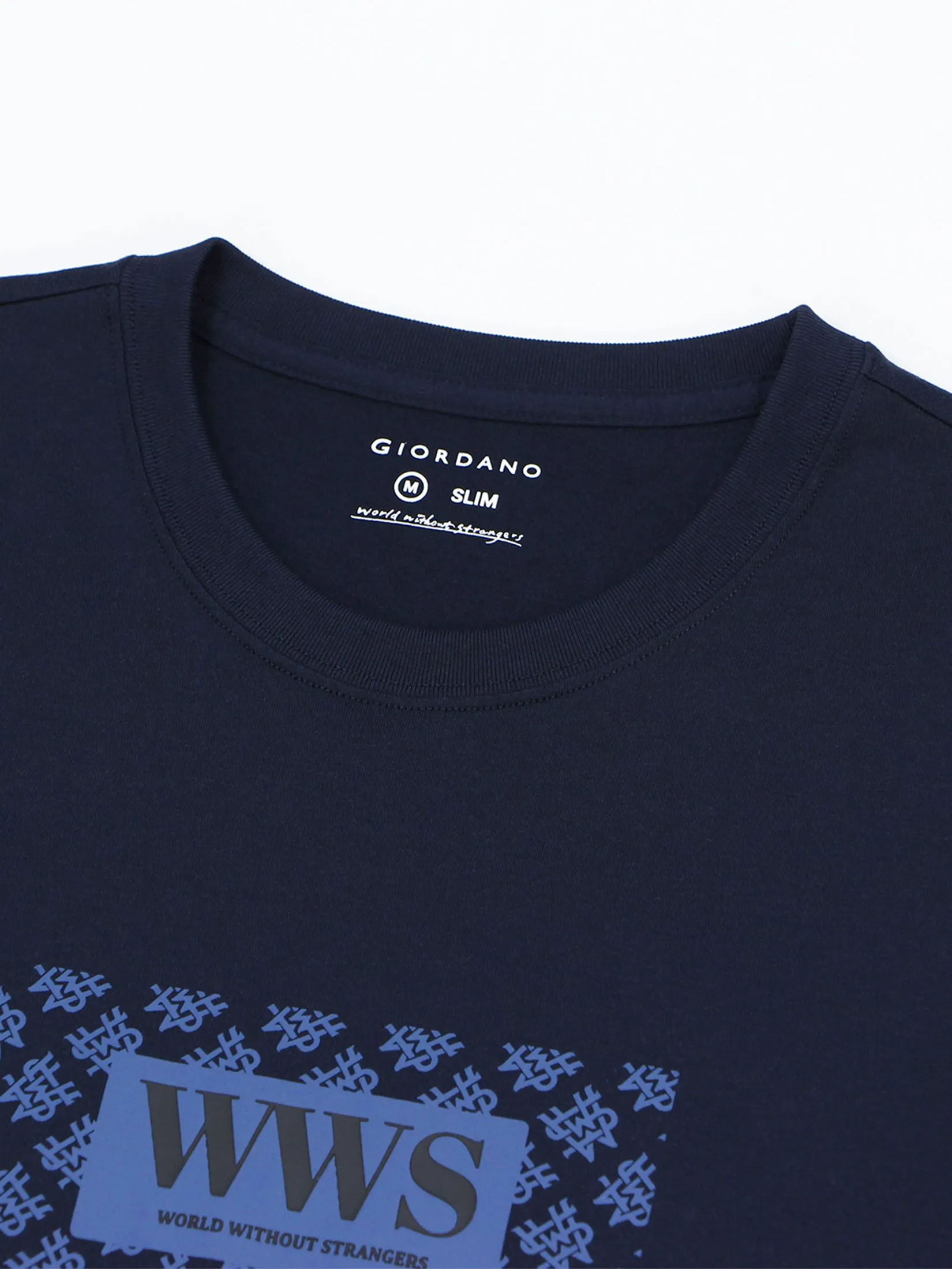 GIORDANO Men's Jersey Slim Printed Tee (WWS) Signature navy GIORDANO Men's Jersey Slim Printed Tee (WWS) Signature navy