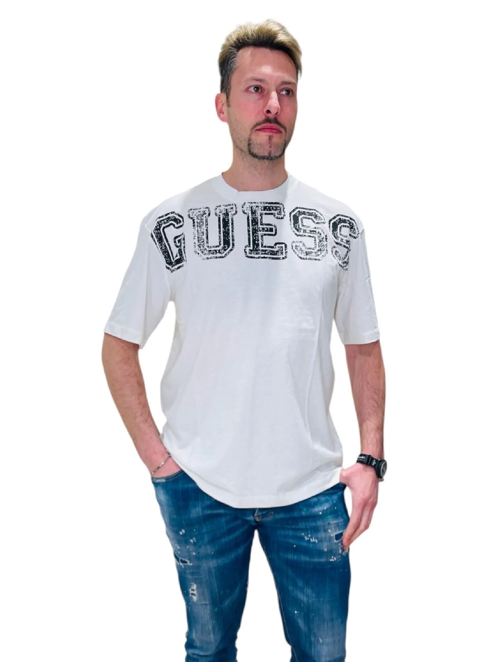 GUESS GUESS MEN  T-Shirt  Z5GI15I3Z14  -  White GUESS GUESS MEN  T-Shirt  Z5GI15I3Z14  -  White