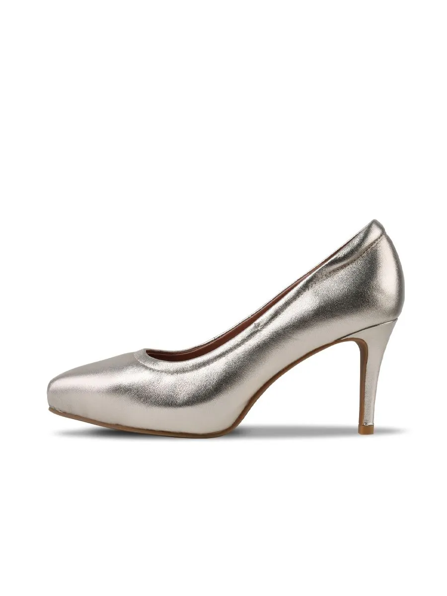 Sirena Champagne Gold Leather Court Shoes Pointed Toe High Heel 3 inch Cinderella+Platform 15mm Sirena Champagne Gold Leather Court Shoes Pointed Toe High Heel 3 inch Cinderella+Platform 15mm