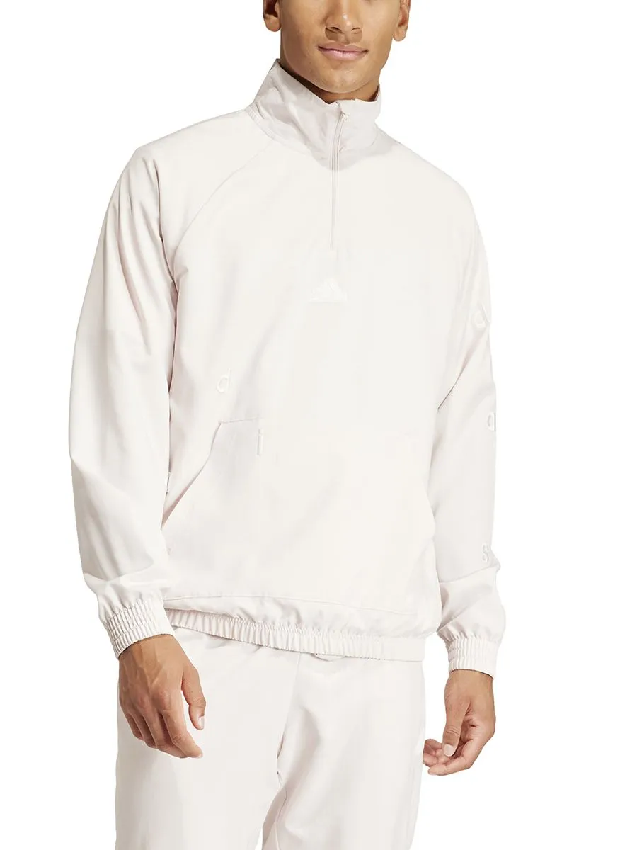 ADIDAS Men Top adidas Embroidery Woven 1/2 Zip Putty Mauve ADIDAS Men Top adidas Embroidery Woven 1/2 Zip Putty Mauve
