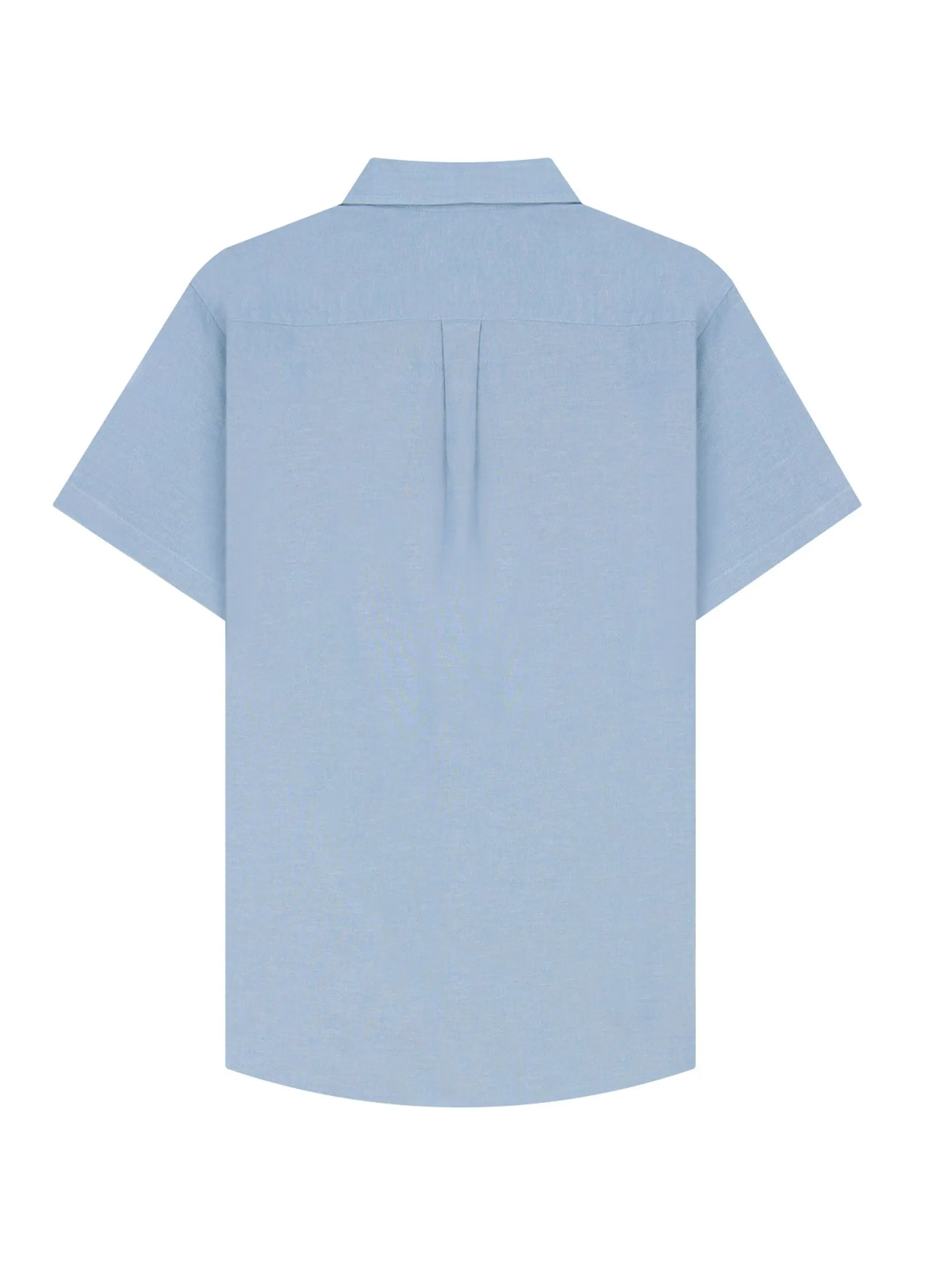 GIORDANO Men's Slim Poplin Linen Shirt Subdued blue